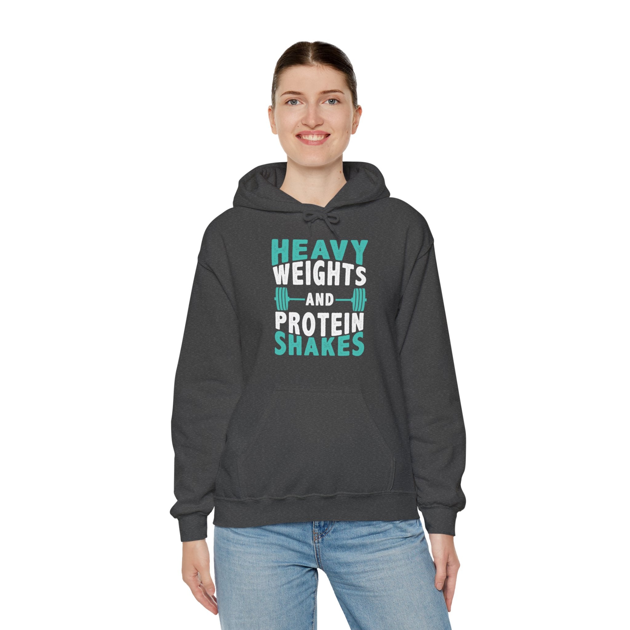 "Heavy Weights And Proteins Shakes" Unisex Heavy Blend™ Hooded Sweatshirt