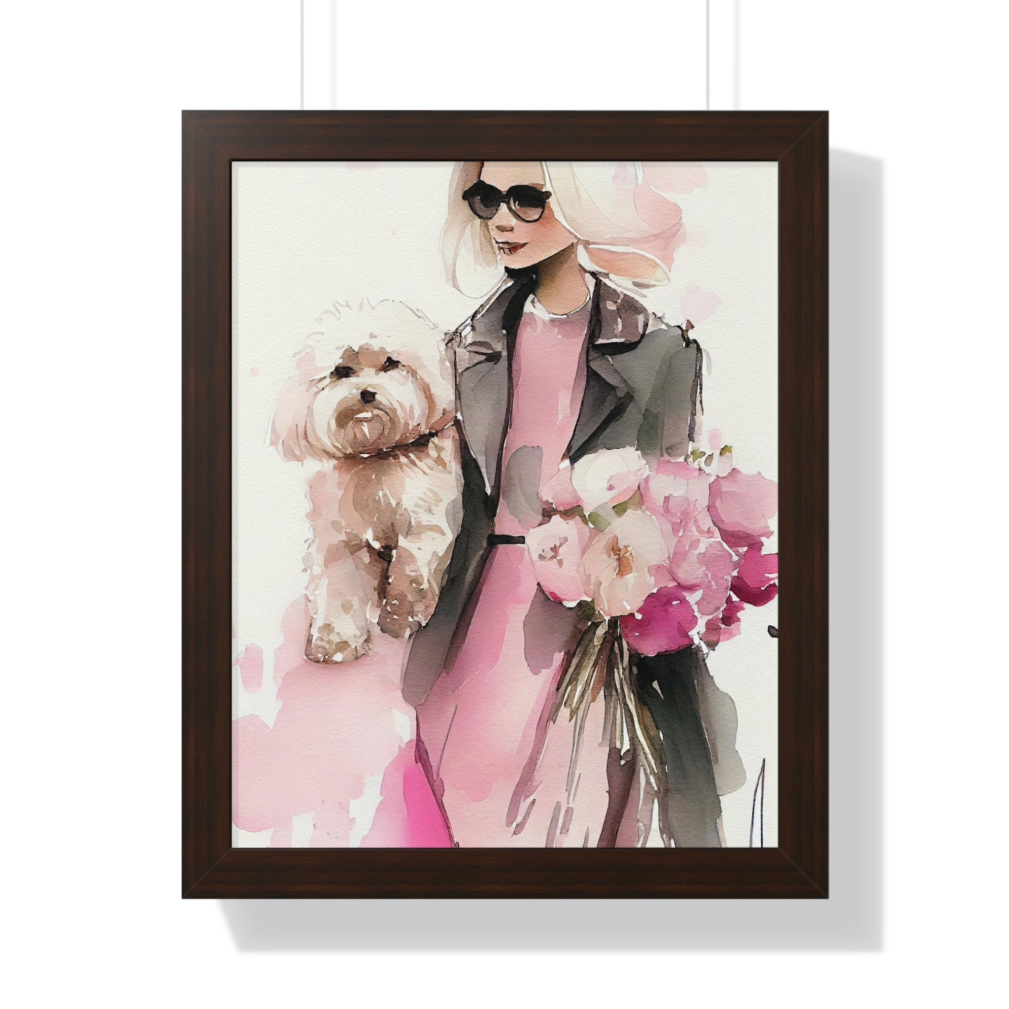 "BLONDE LADY MALTIPOO SUNGLASSES" Framed Vertical Poster