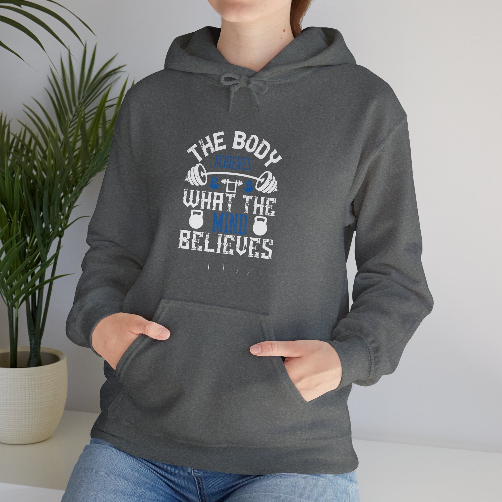 "The body achieves what the mind believes" Unisex Heavy Blend™ Hooded Sweatshirt