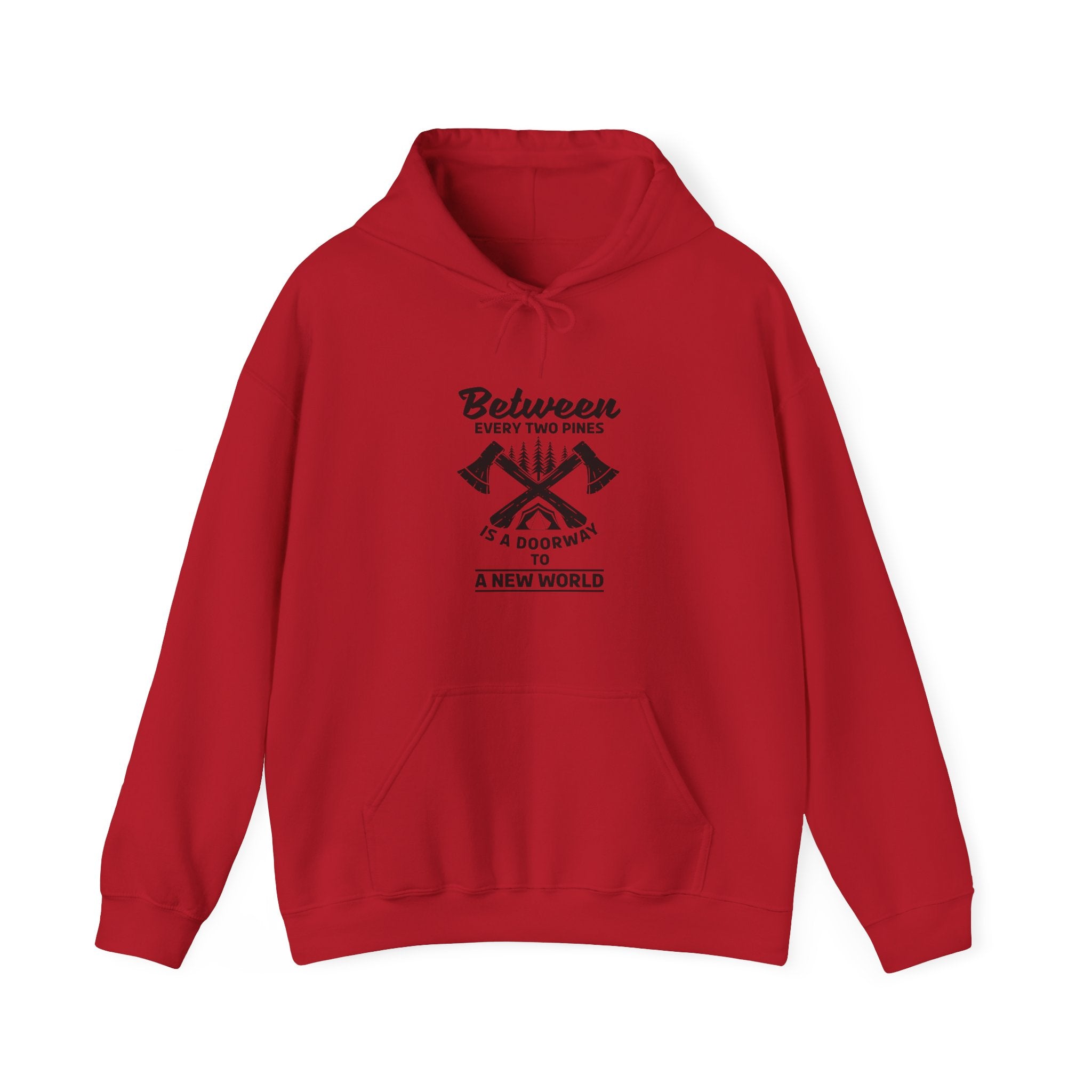 "Between Every Two Pines Is A Door To New World" Unisex Heavy Blend™ Hooded Sweatshirt