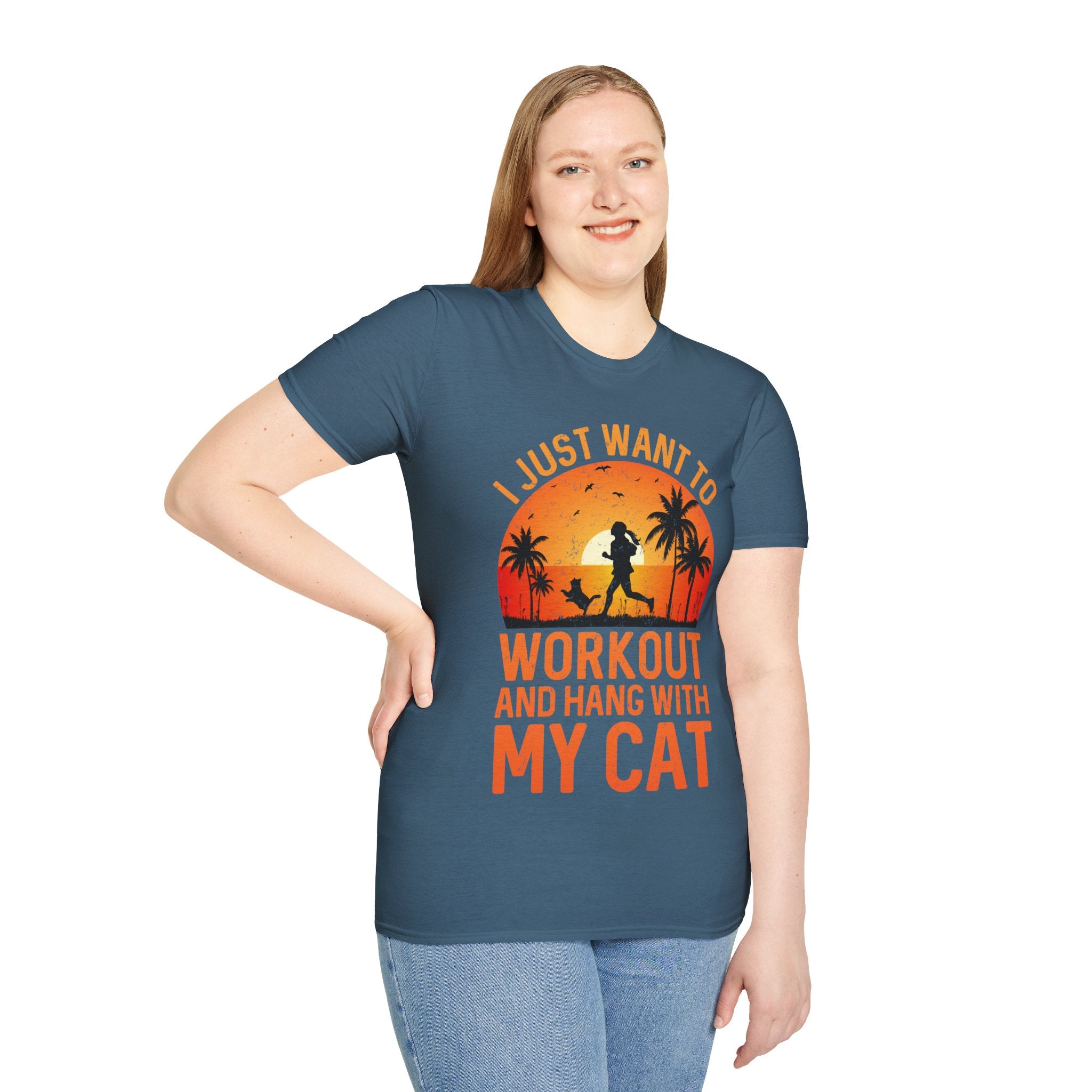 "I Just Want To Workout And Hang With My Cat"   Unisex Soft style T-Shirt