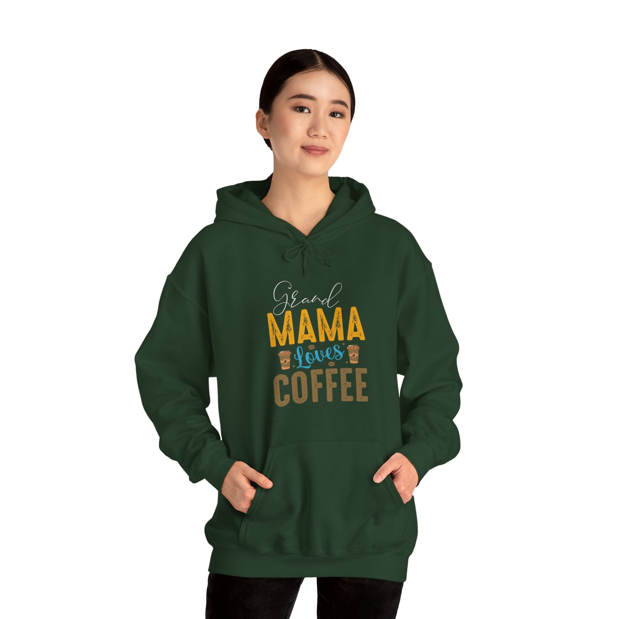 "GRAND MAMA LOVES COFFEE" Unisex Heavy Blend™ Hooded Sweatshirt