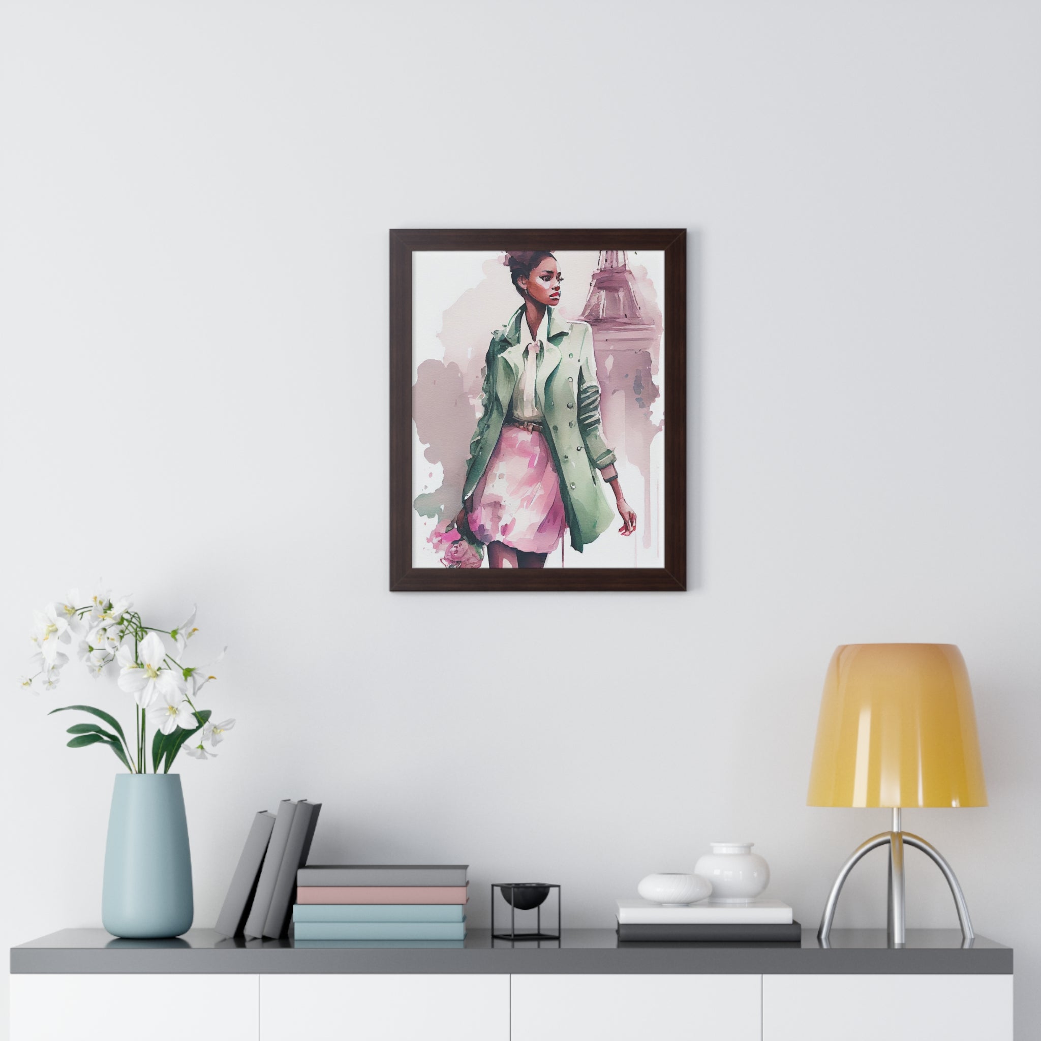 "BLACK WOMAN PARIS STREETS" Framed Vertical Poster