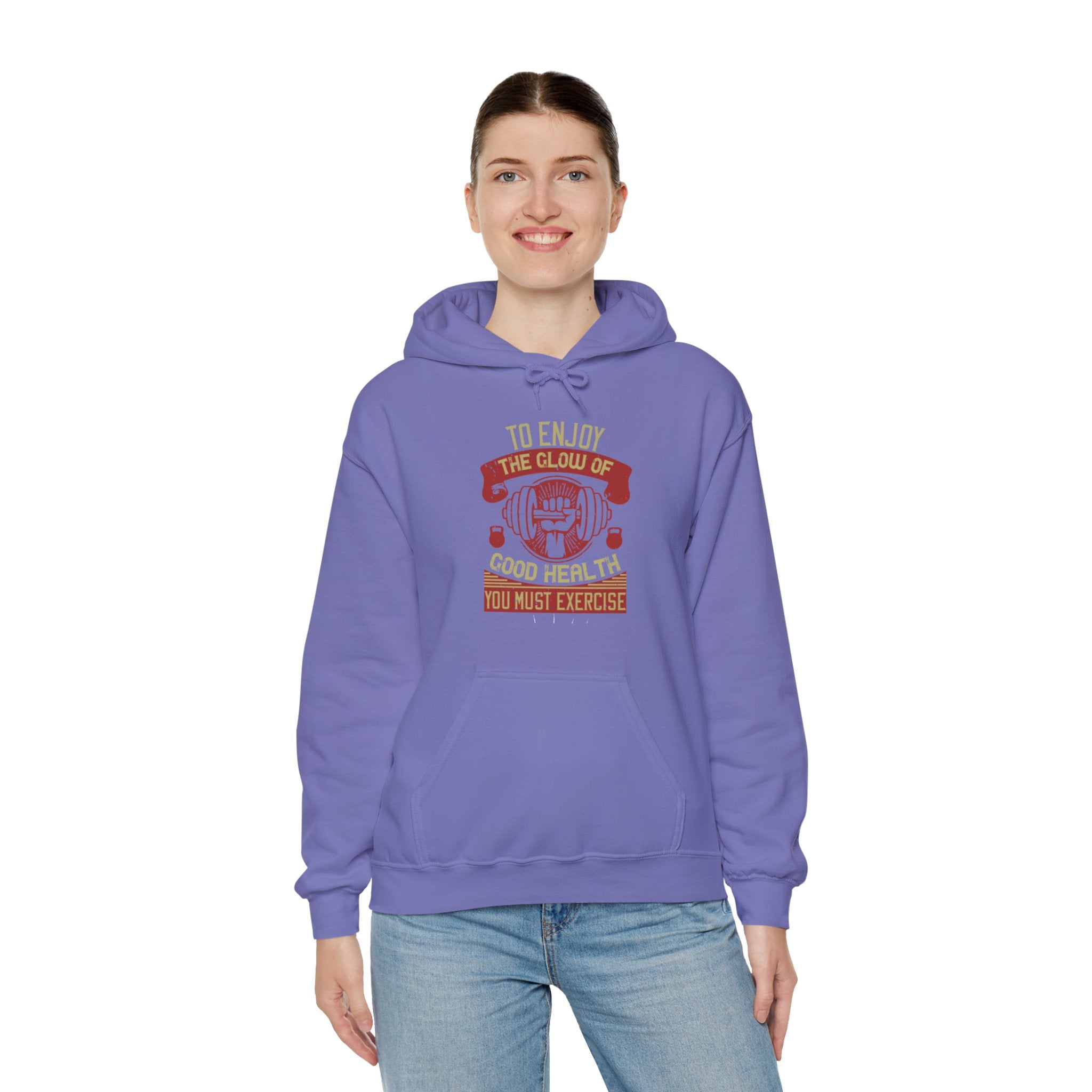 "To enjoy the glow of good health, you must exercise"  Unisex Heavy Blend™ Hooded Sweatshirt