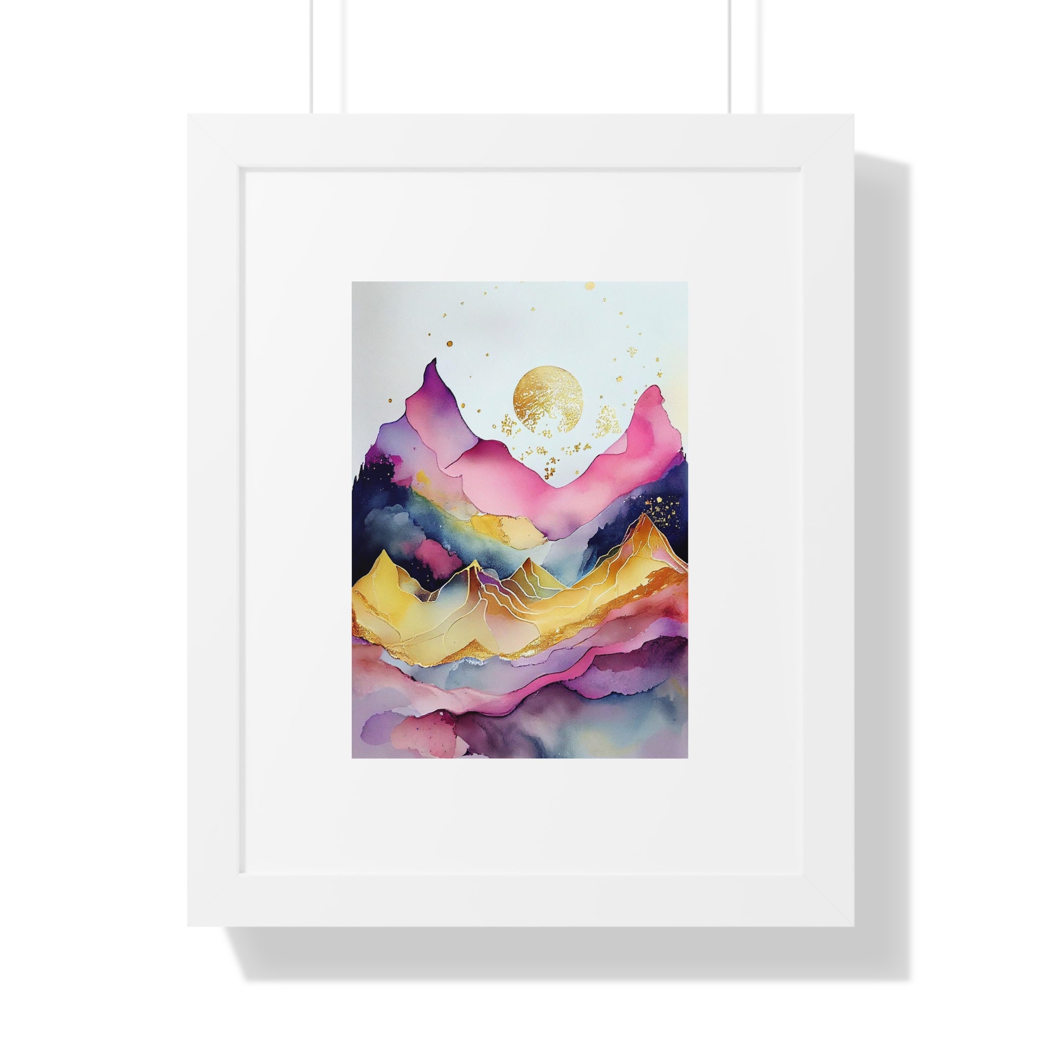 "ABSTRACT ALCOHOLIC INK MOUNTAIN" Framed Vertical Poster