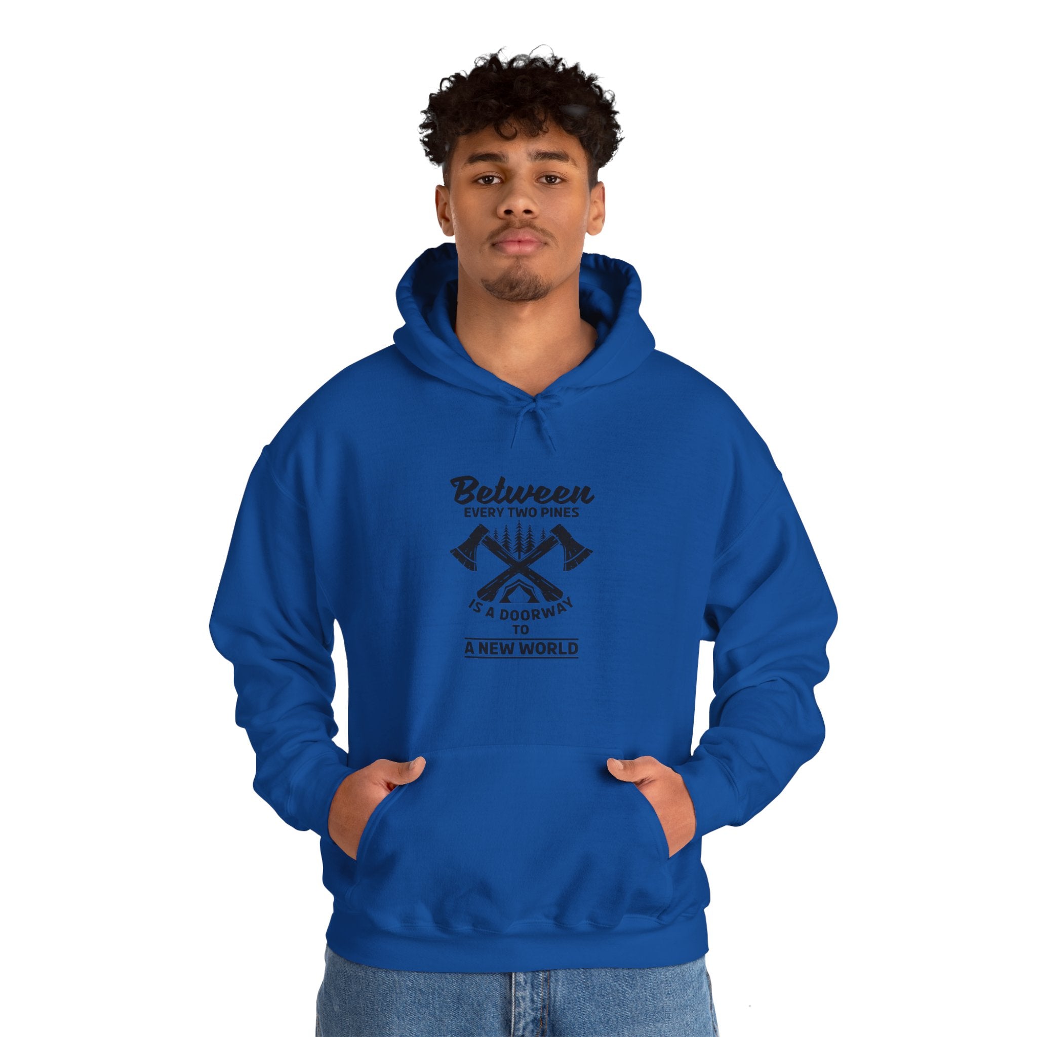 "Between Every Two Pines Is A Door To New World" Unisex Heavy Blend™ Hooded Sweatshirt