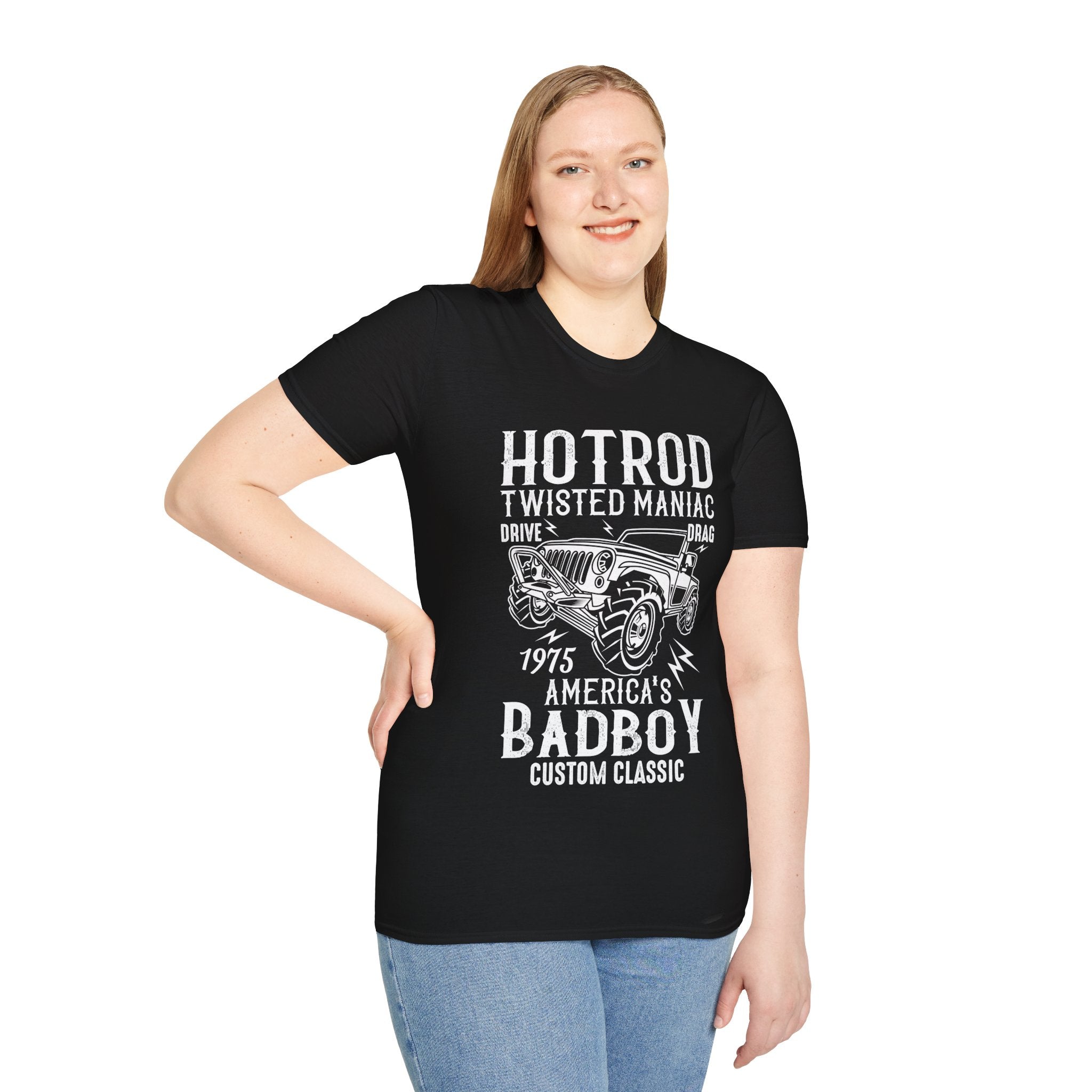 "HOTROD TWISTED MANIAC AMERICA'S BADBOY CUSTOM CLASSIC" Unisex Soft style T-Shirt