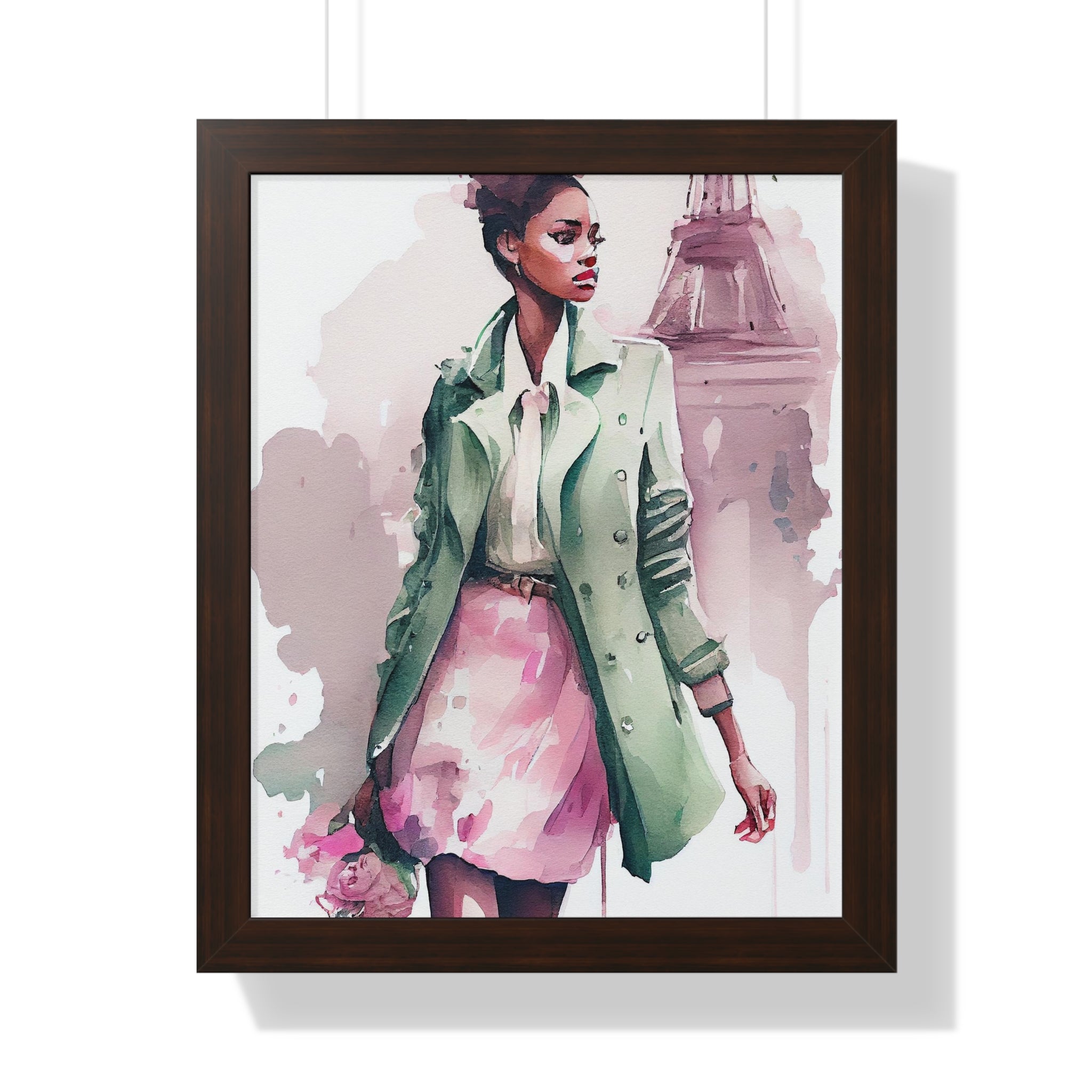 "BLACK WOMAN PARIS STREETS" Framed Vertical Poster