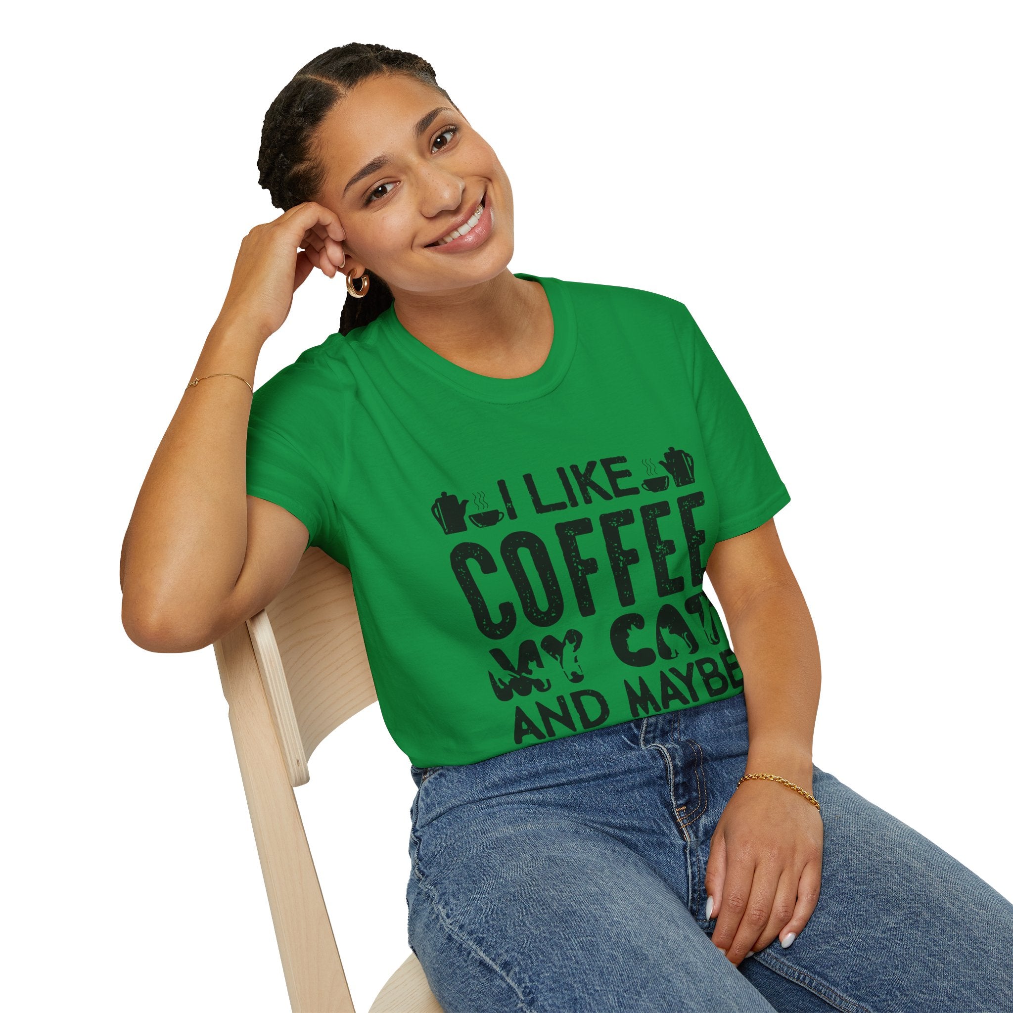 "I LIKE COFFEE MY CAT AND MAYBE 3 PEOPLE" Unisex Soft style T-Shirt