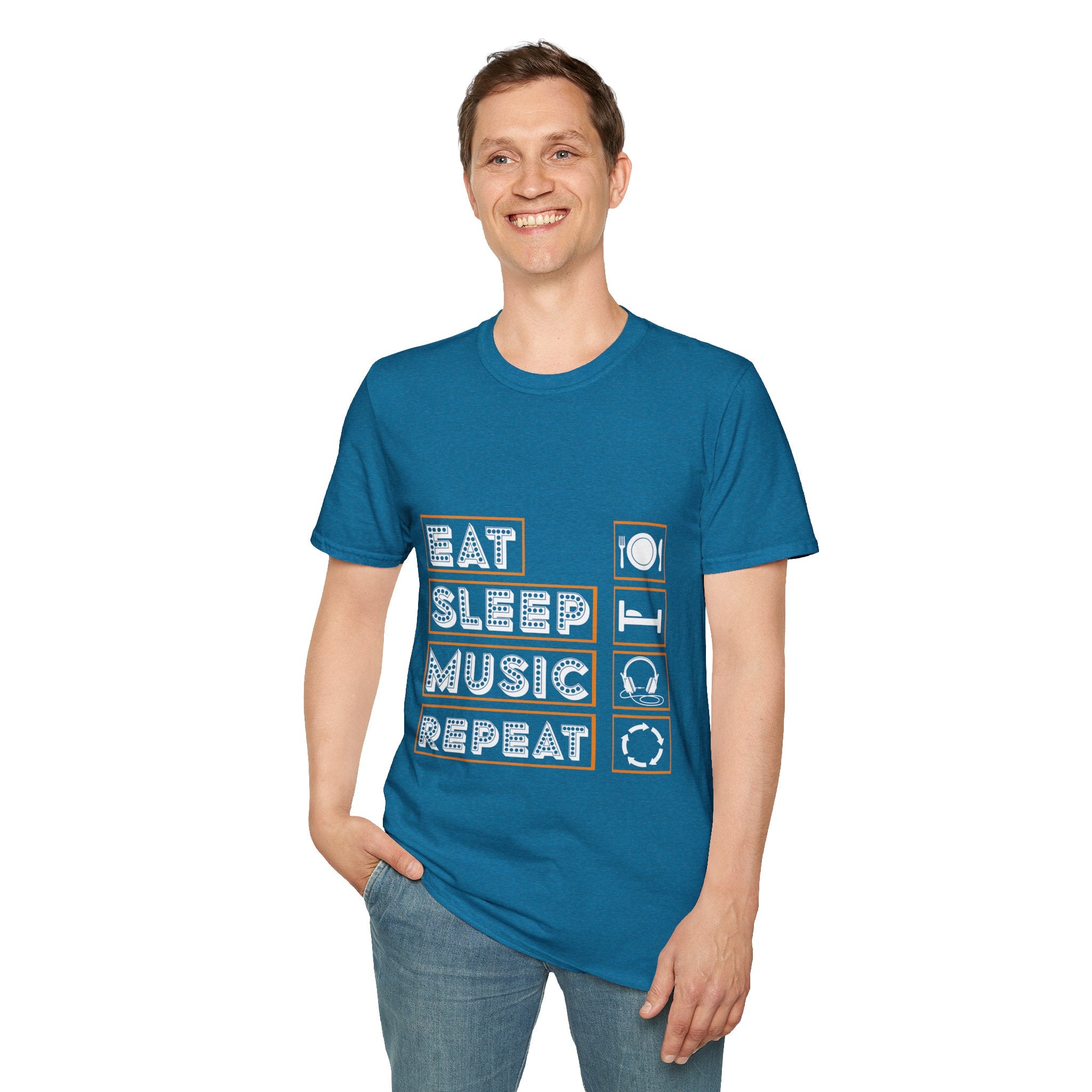 "Eat Sleep Music Repeat" Unisex Soft style T-Shirt