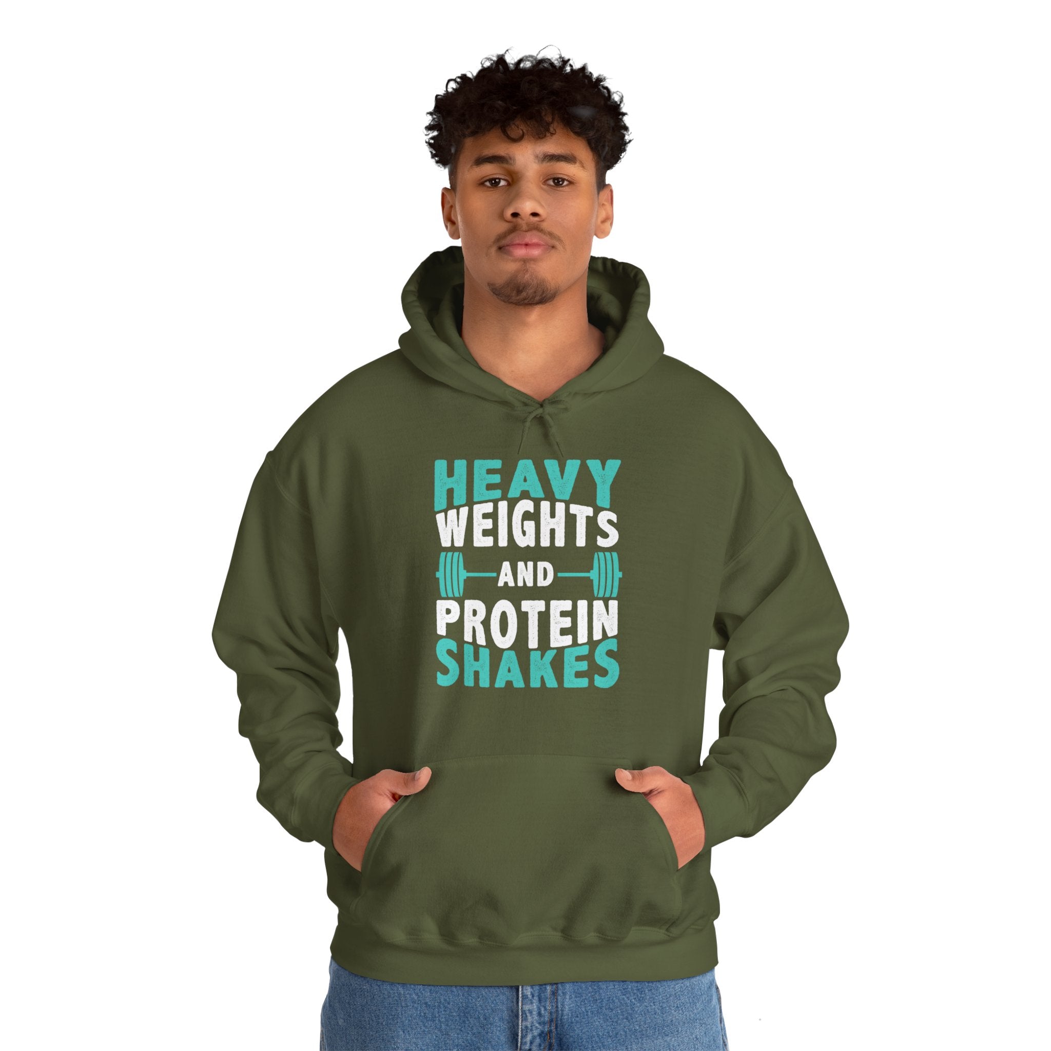 "Heavy Weights And Proteins Shakes" Unisex Heavy Blend™ Hooded Sweatshirt