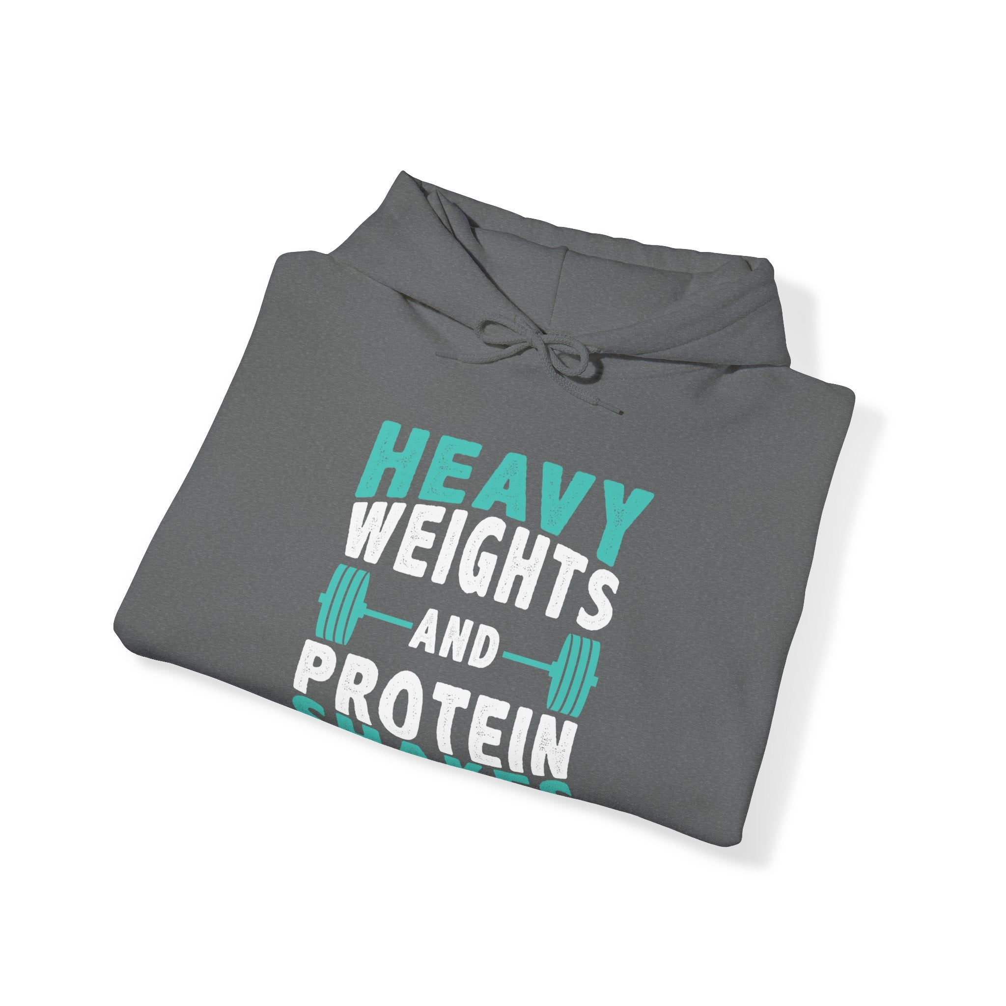 "Heavy Weights And Proteins Shakes" Unisex Heavy Blend™ Hooded Sweatshirt