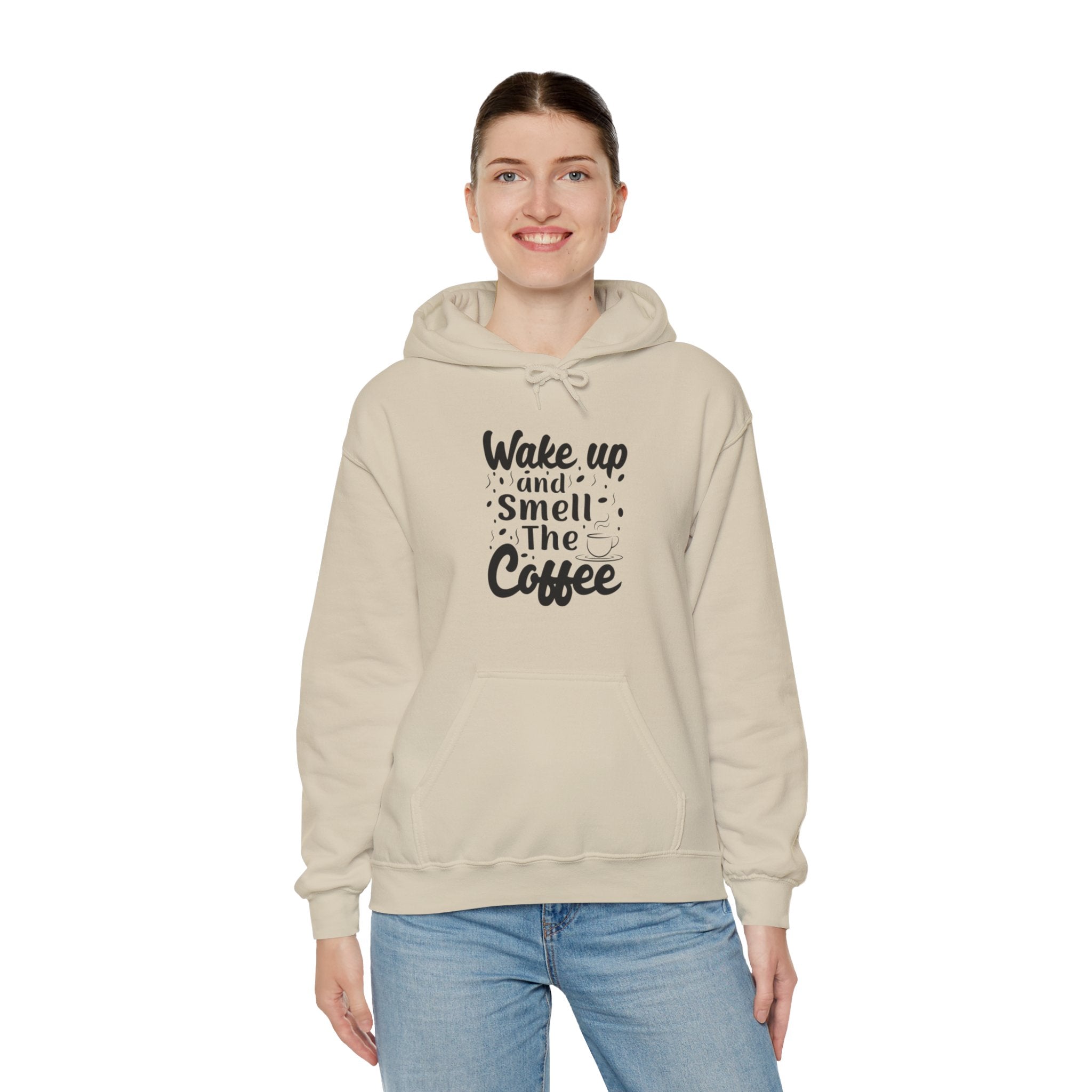 "WAKE UP AND SMELL THE COFFEE" Unisex Heavy Blend™ Hooded Sweatshirt