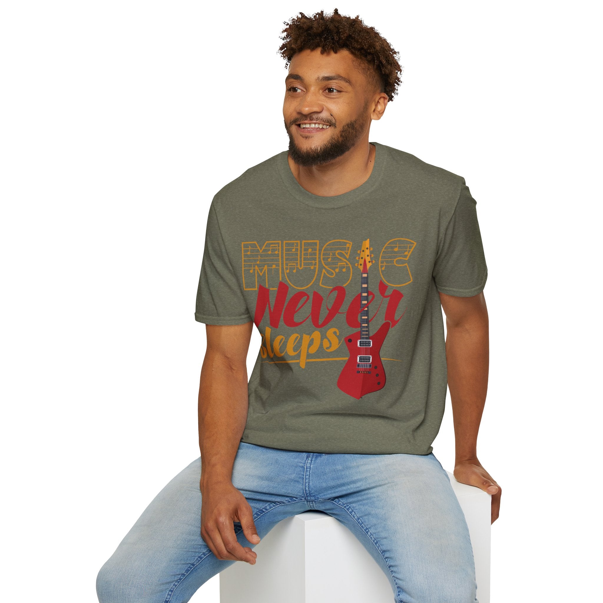 "Music Never Sleeps" Unisex Soft style T-Shirt