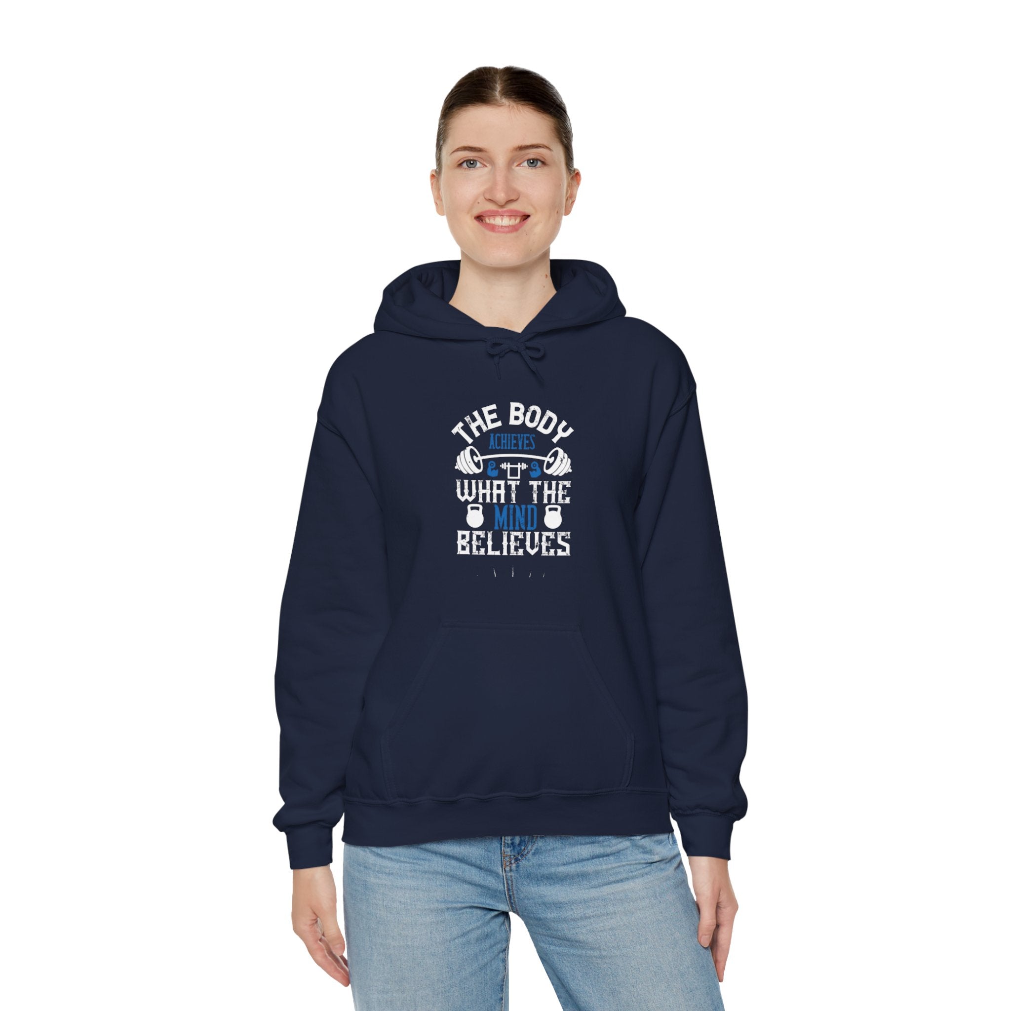 "The body achieves what the mind believes" Unisex Heavy Blend™ Hooded Sweatshirt