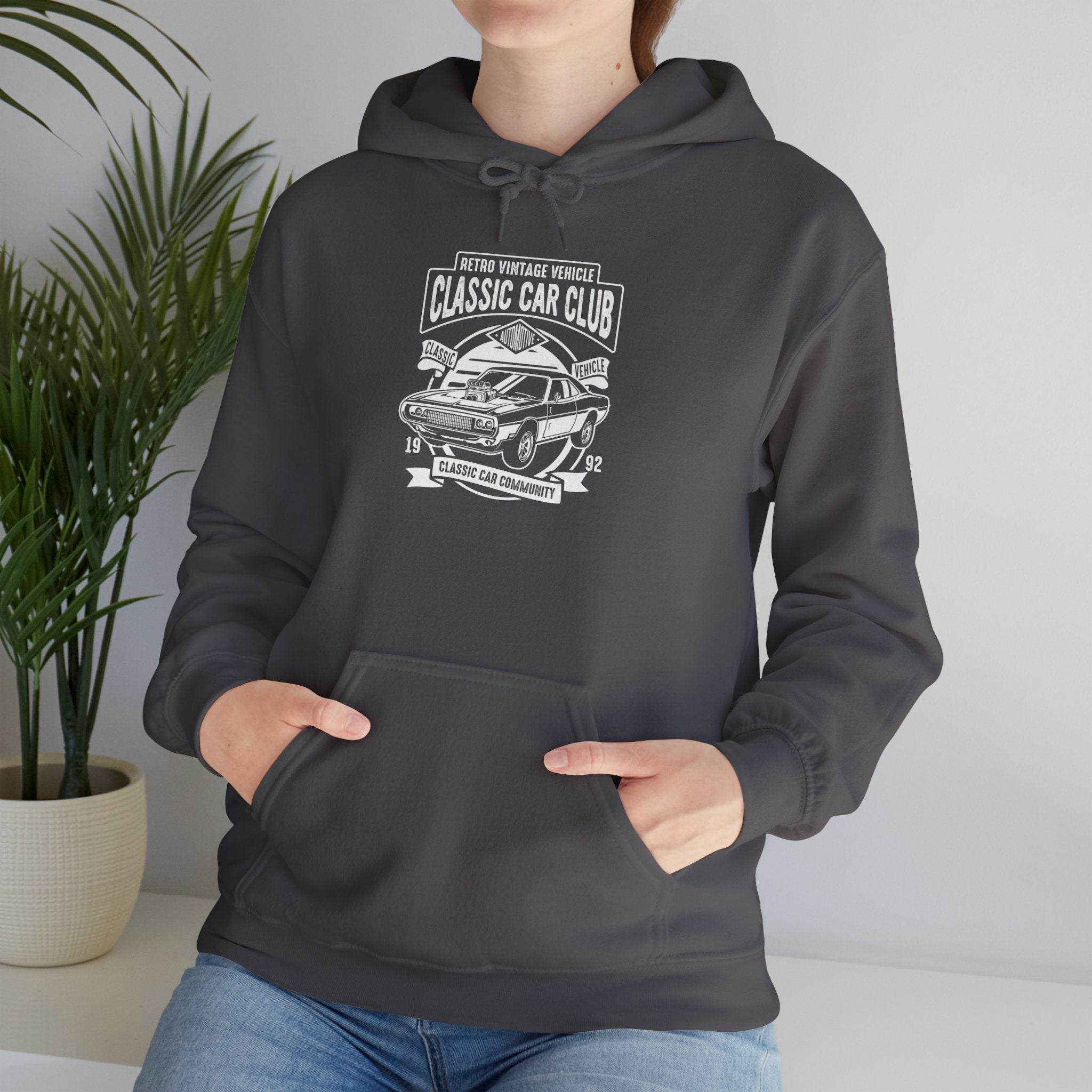 "RETRO VINTAGE VEHICLE CLASSIC CAR CLUB CLASSIC CAR COMMUNITY" Unisex Heavy Blend™ Hooded Sweatshirt