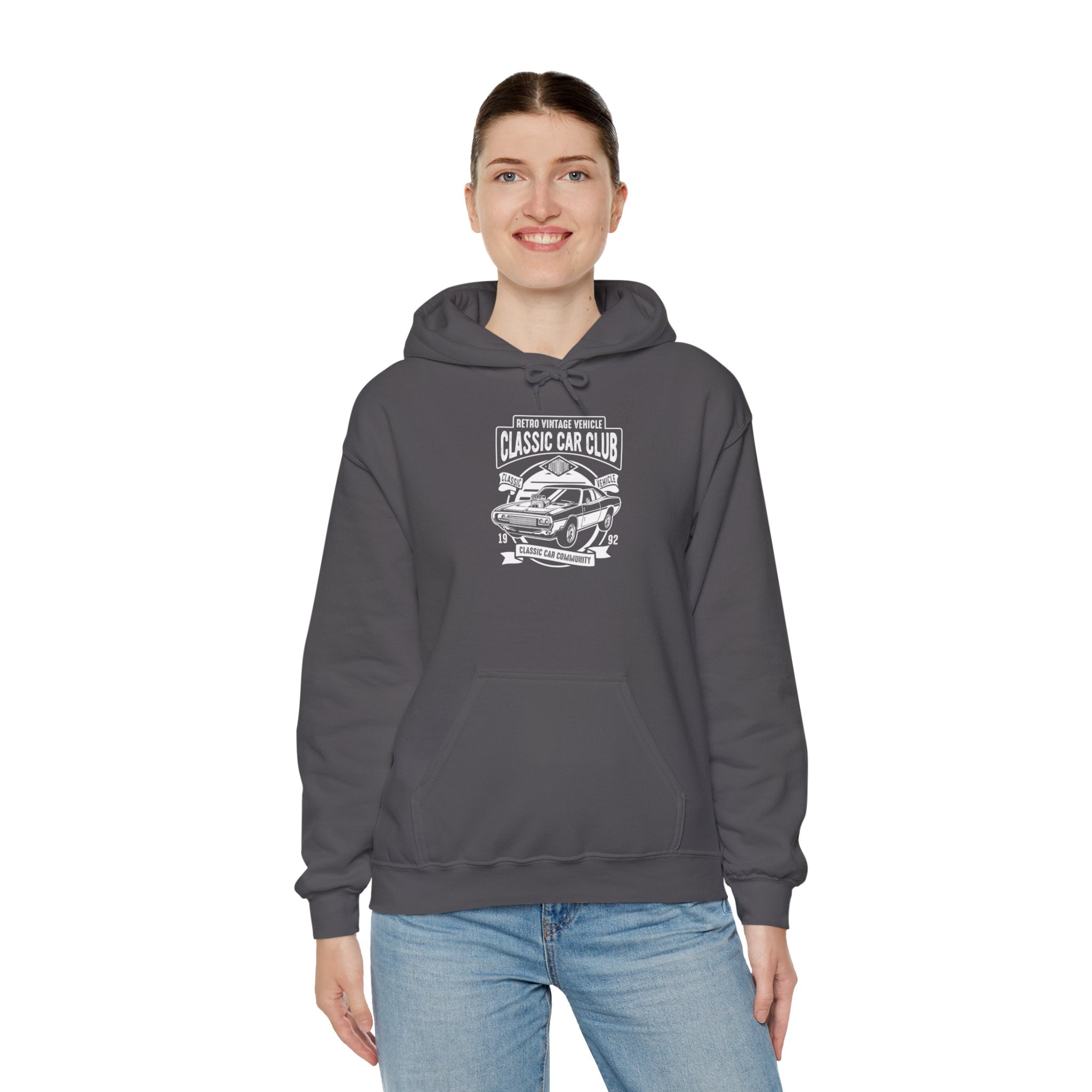 "RETRO VINTAGE VEHICLE CLASSIC CAR CLUB CLASSIC CAR COMMUNITY" Unisex Heavy Blend™ Hooded Sweatshirt