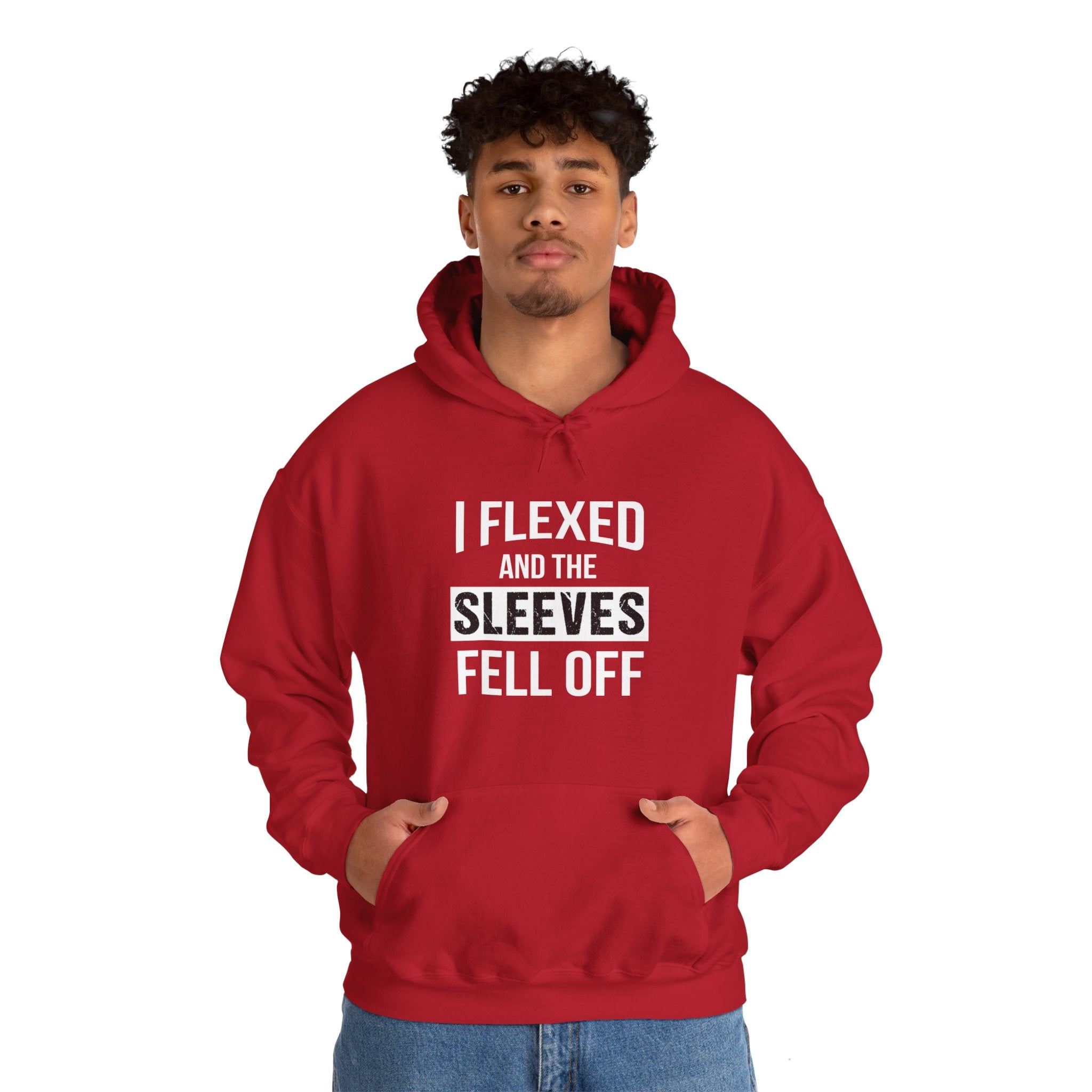 "I Flexed And The Sleeves Fell Off" Unisex Heavy Blend™ Hooded Sweatshirt