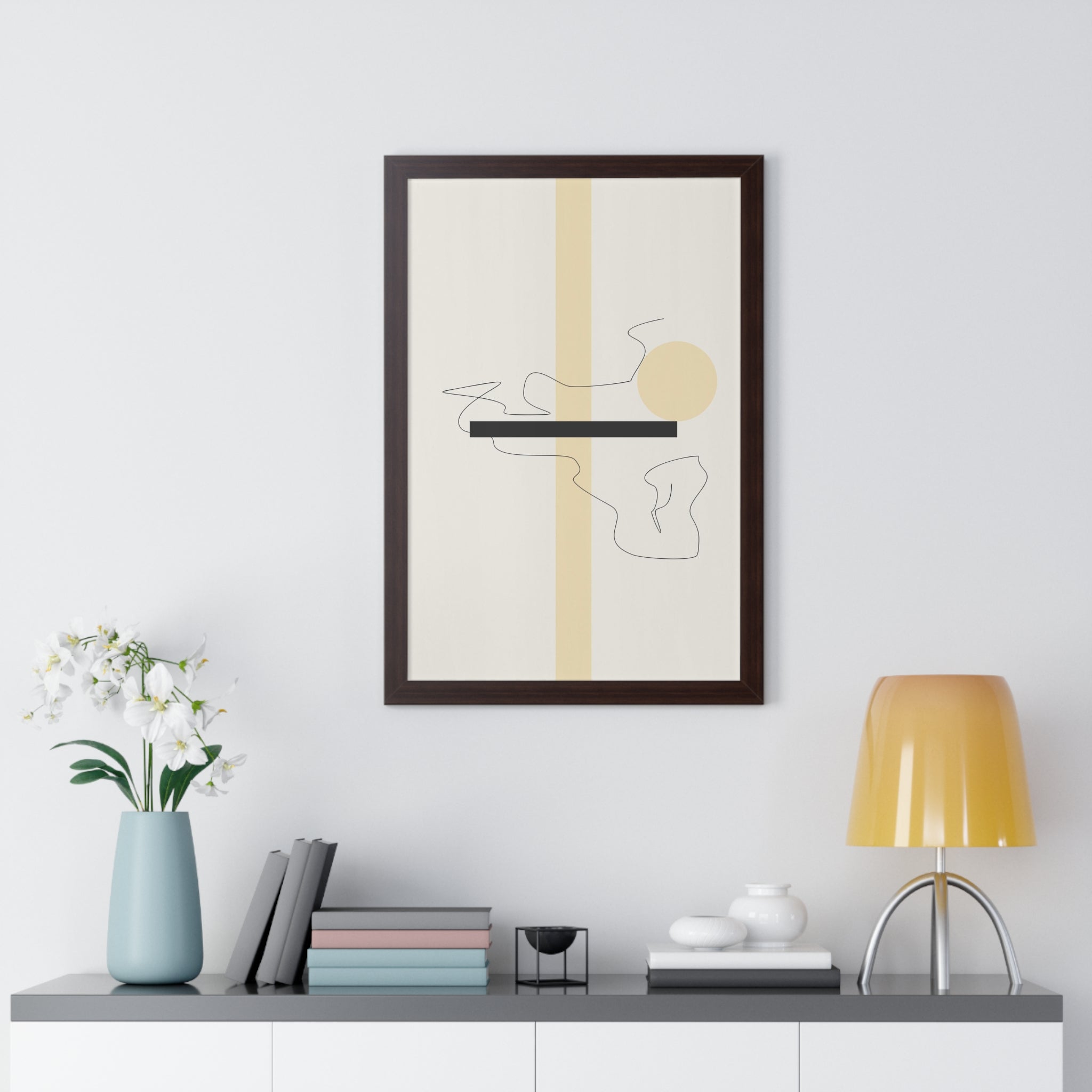 "ABSTRACT NEUTRAL" Framed Vertical Poster