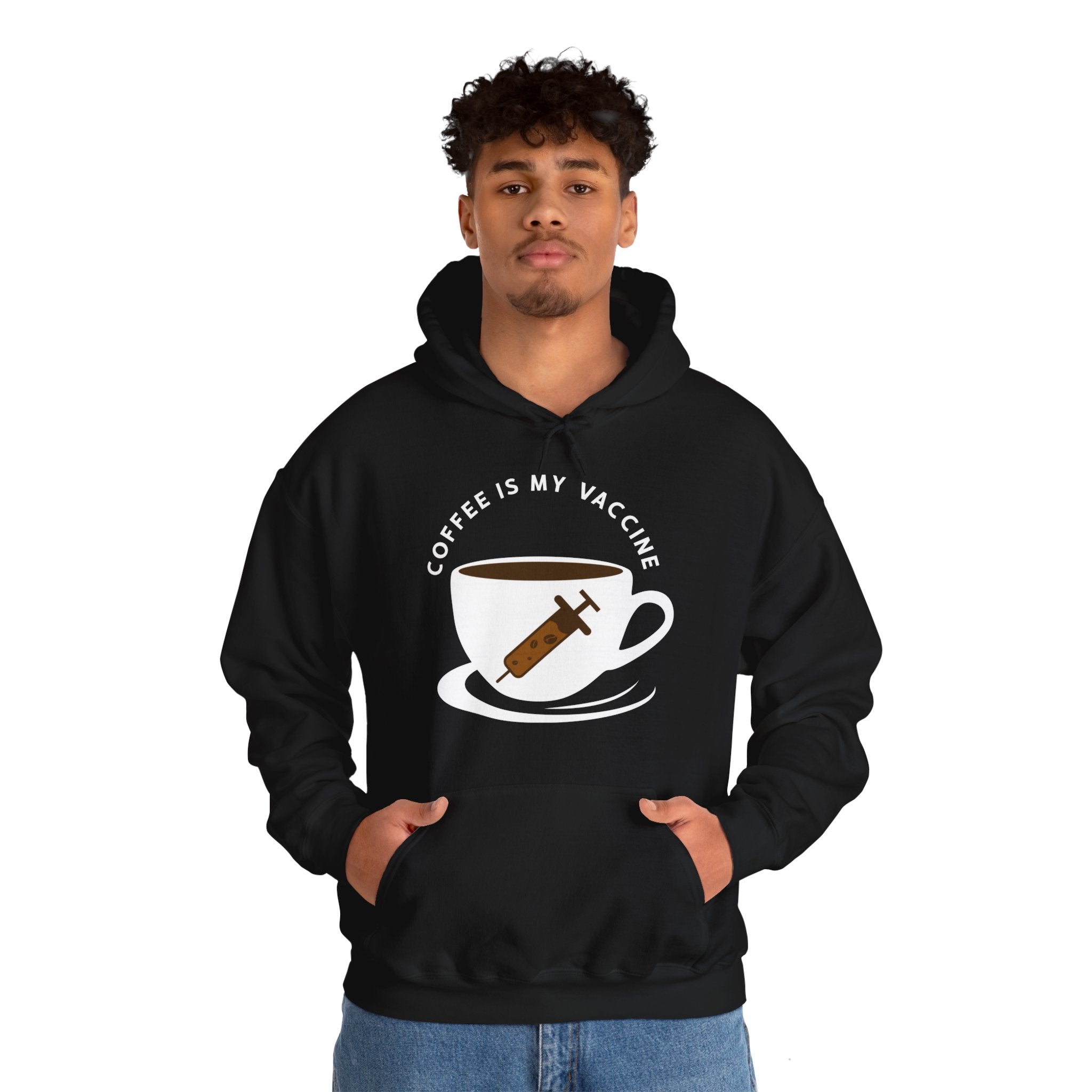 "COFFEE IS MY VACCINE" Unisex Heavy Blend™ Hooded Sweatshirt