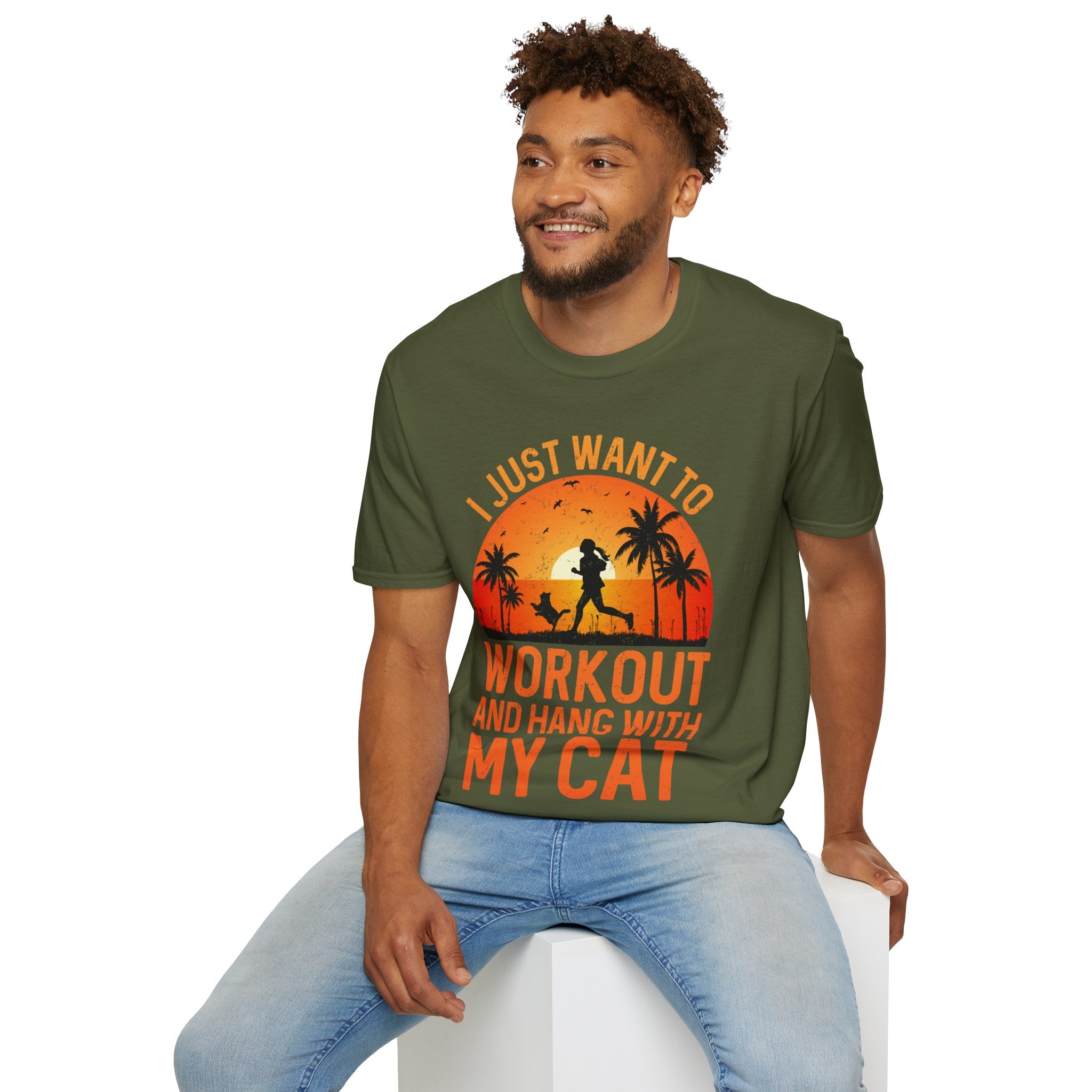 "I Just Want To Workout And Hang With My Cat"   Unisex Soft style T-Shirt