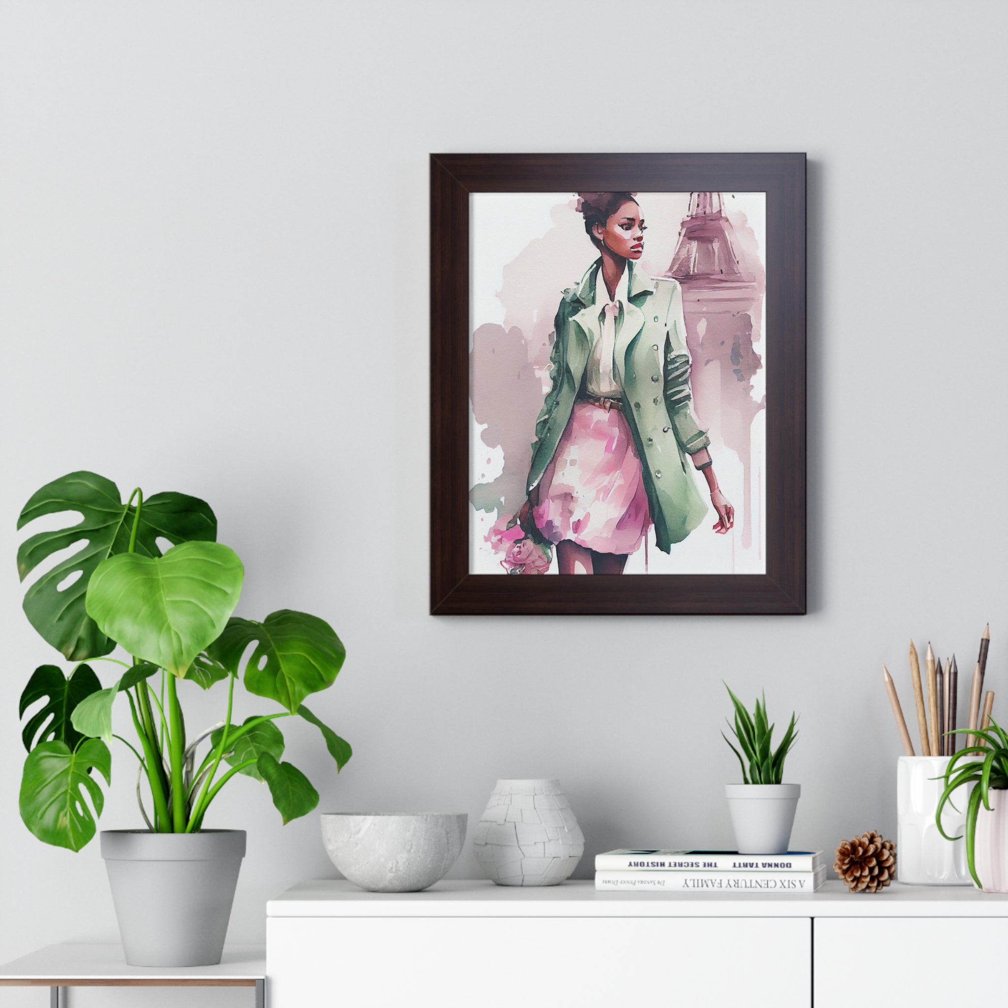 "BLACK WOMAN PARIS STREETS" Framed Vertical Poster