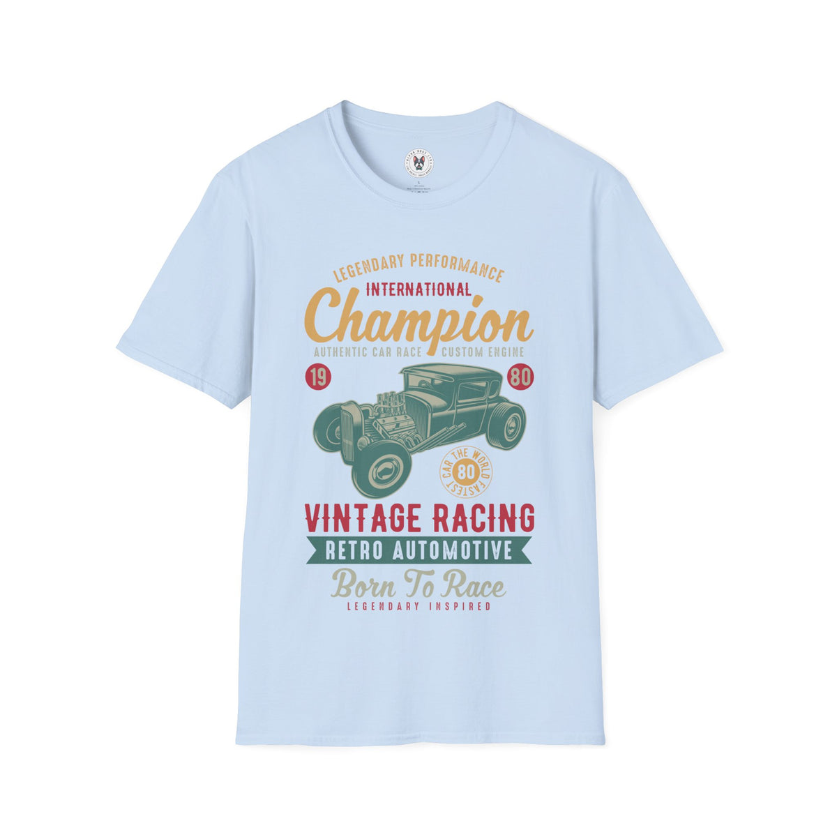 "CHAMPION VINTAGE RACING RETRO AUTOMATIVE BORN TO RACE" Unisex Soft style T-Shirt