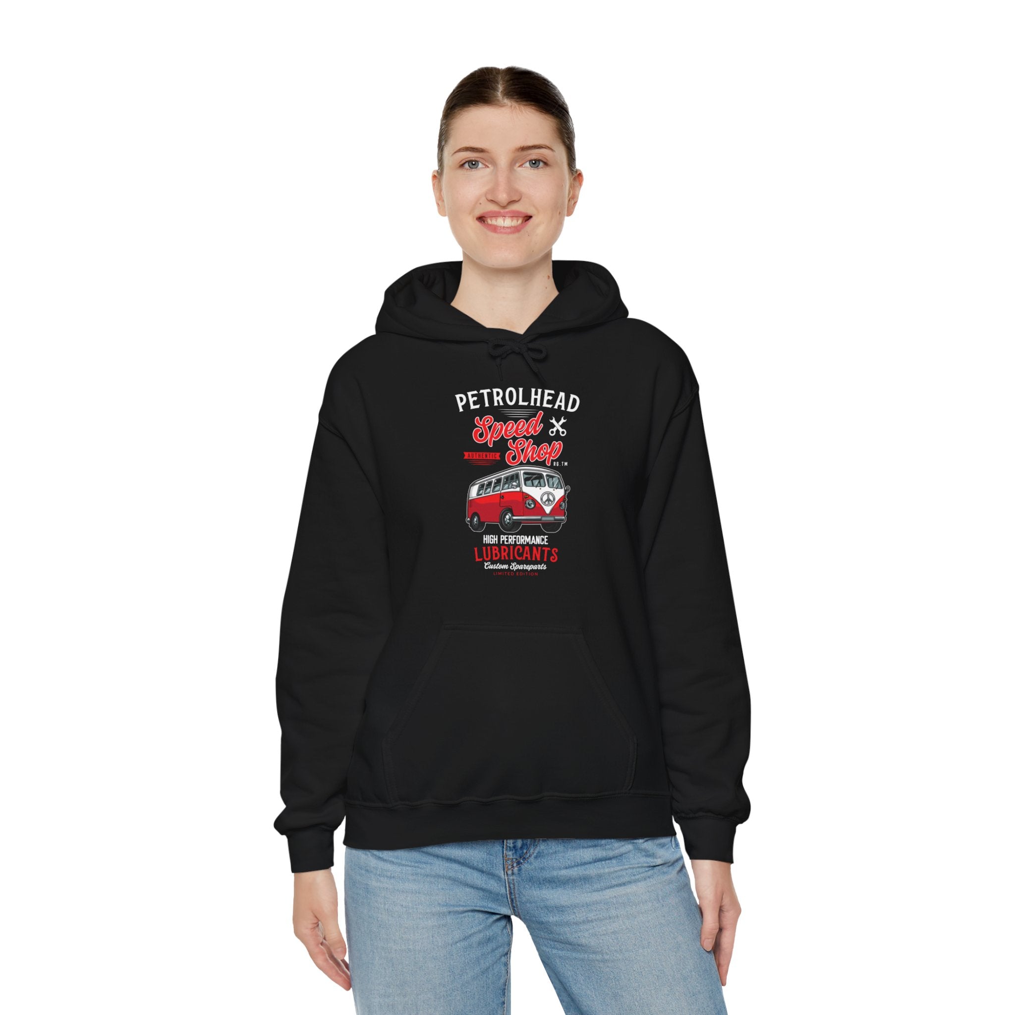 "PETROLHEAD SPEED SHOP LUBRICANTS" Unisex Heavy Blend™ Hooded Sweatshirt