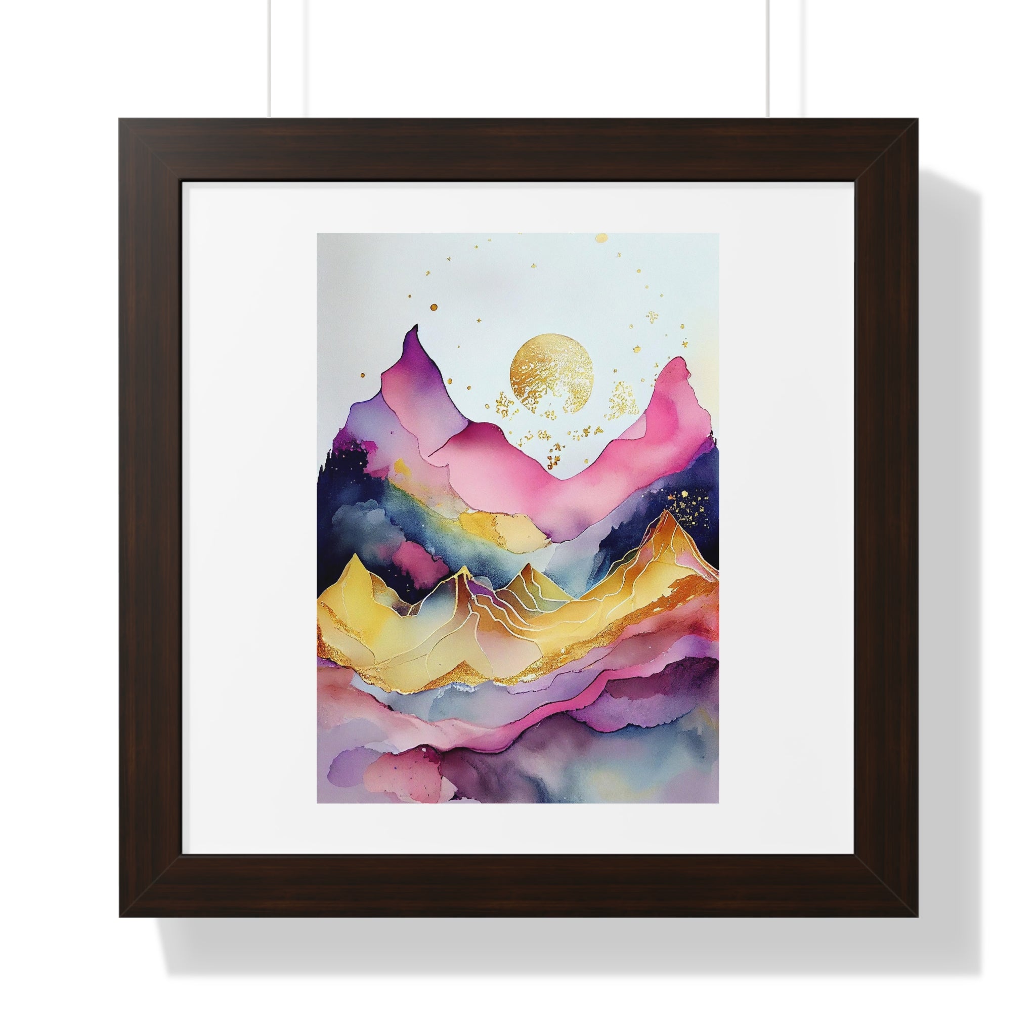 "ABSTRACT ALCOHOLIC INK MOUNTAIN" Framed Vertical Poster