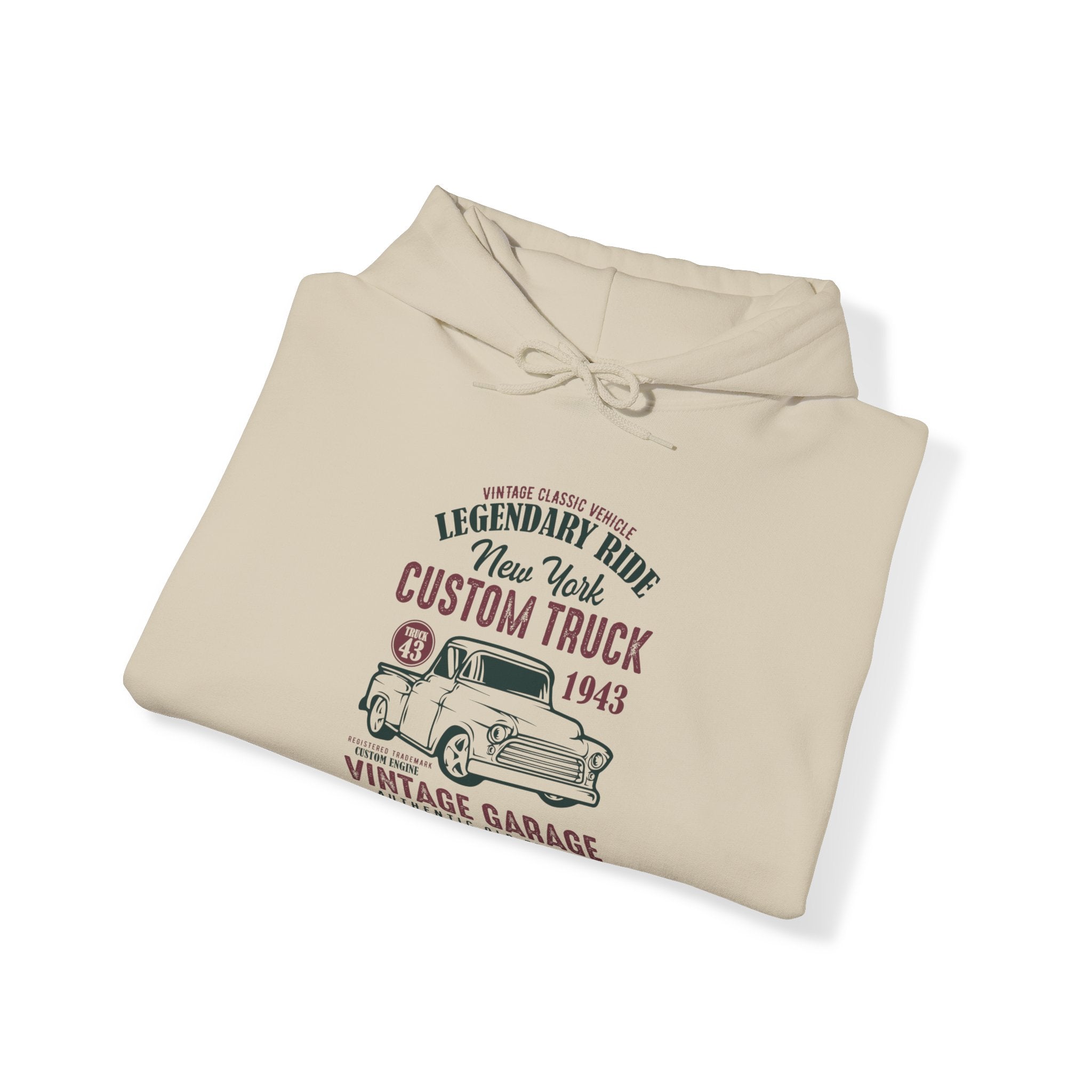 "CUSTOM TRUCK 1943 VINTAGE GARAGE" Unisex Heavy Blend™ Hooded Sweatshirt