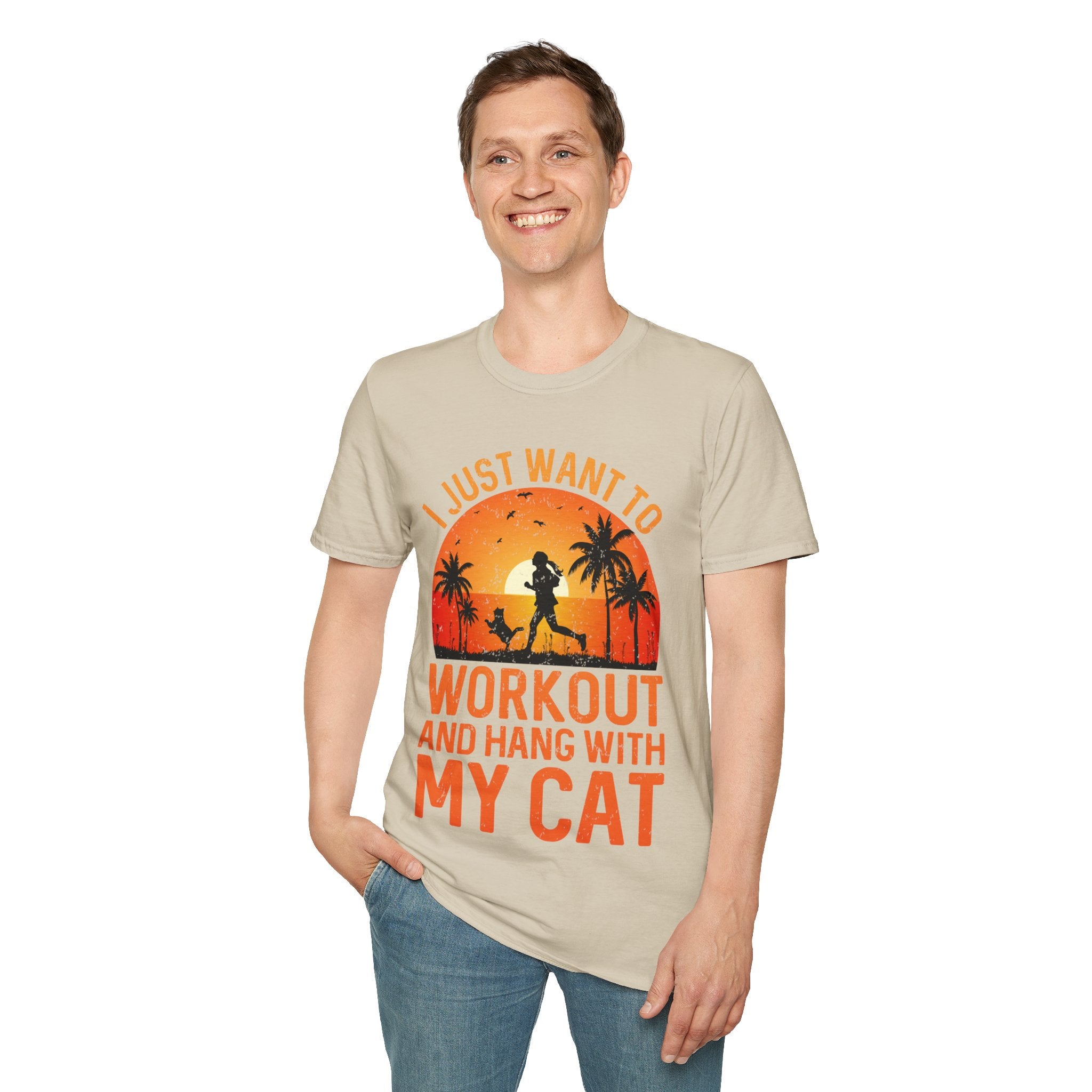 "I Just Want To Workout And Hang With My Cat"   Unisex Soft style T-Shirt