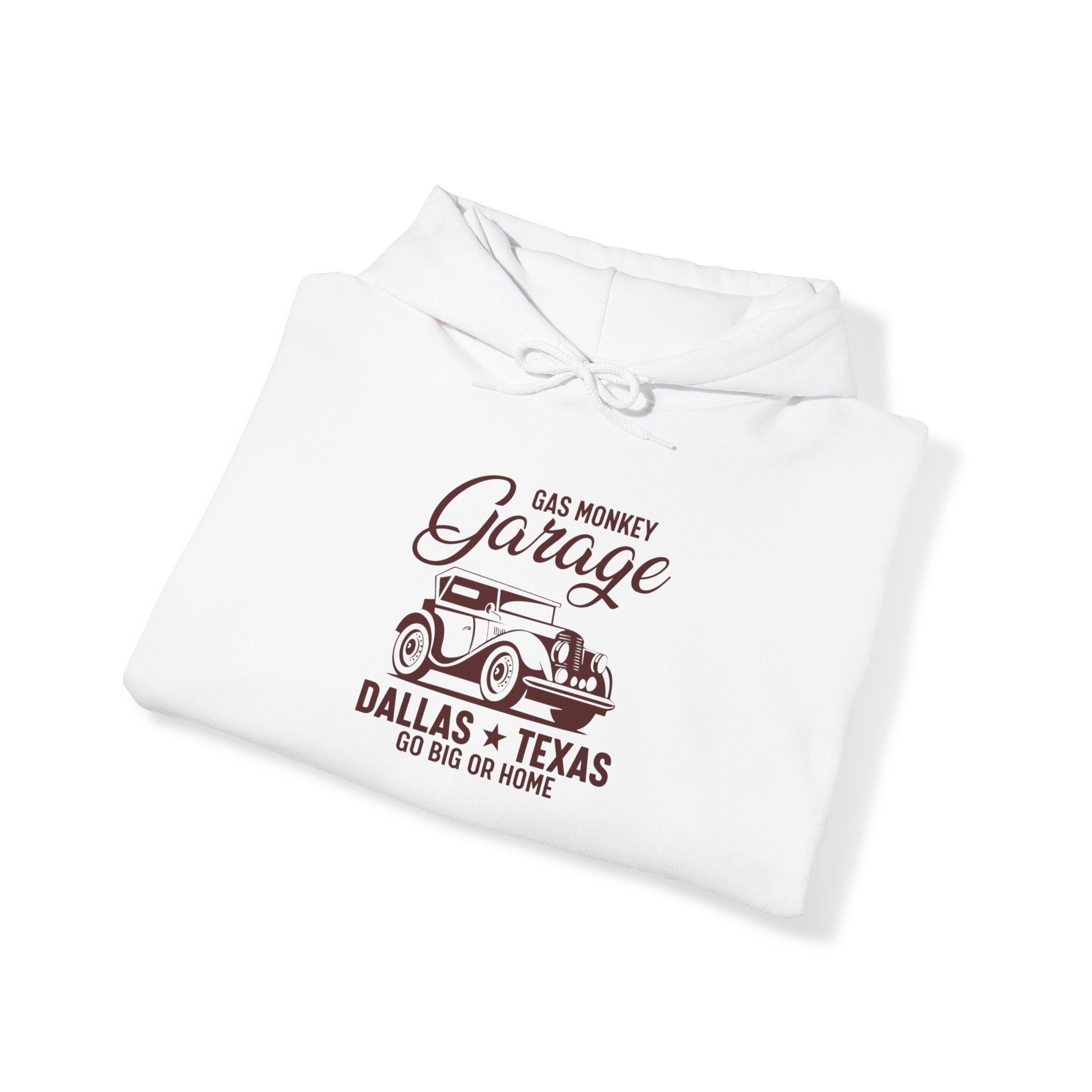 "GAS MONKEY GARAGE DALLAS TEXAS GO BIG OR HOME" Unisex Heavy Blend™ Hooded Sweatshirt