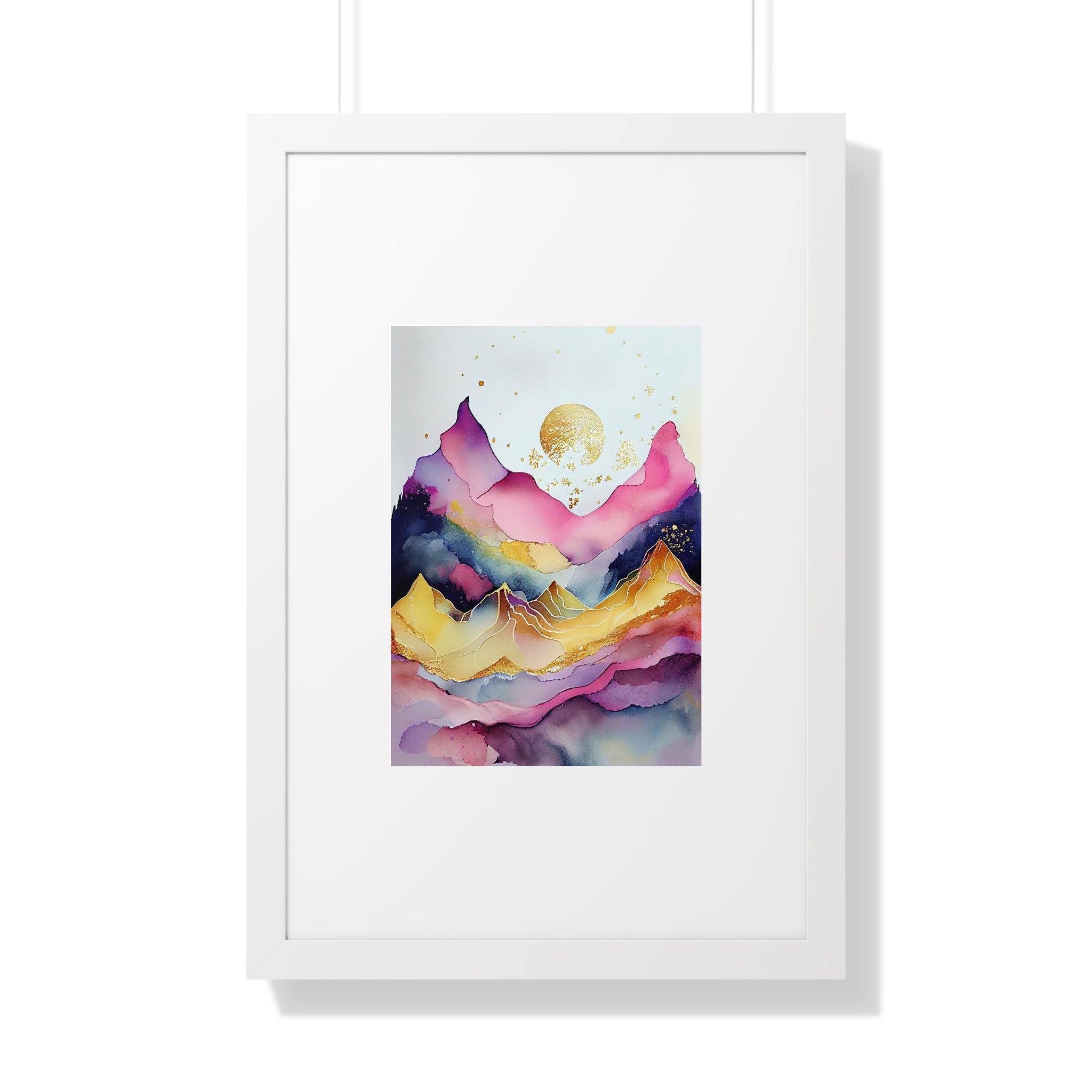 "ABSTRACT ALCOHOLIC INK MOUNTAIN" Framed Vertical Poster