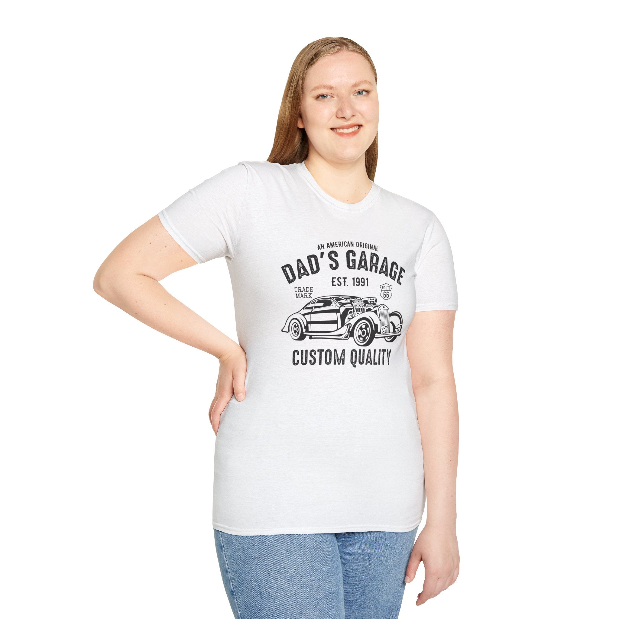 "DAD'S GARAGE CUSTOM QUALITY" Unisex Soft style T-Shirt