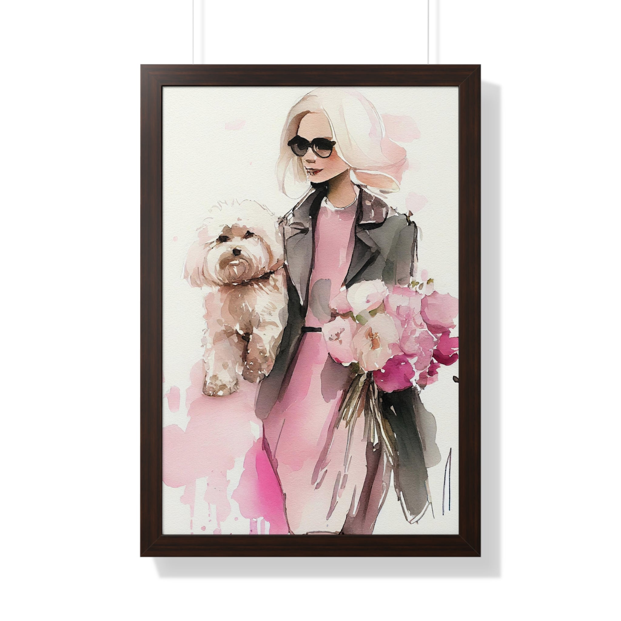 "BLONDE LADY MALTIPOO SUNGLASSES" Framed Vertical Poster