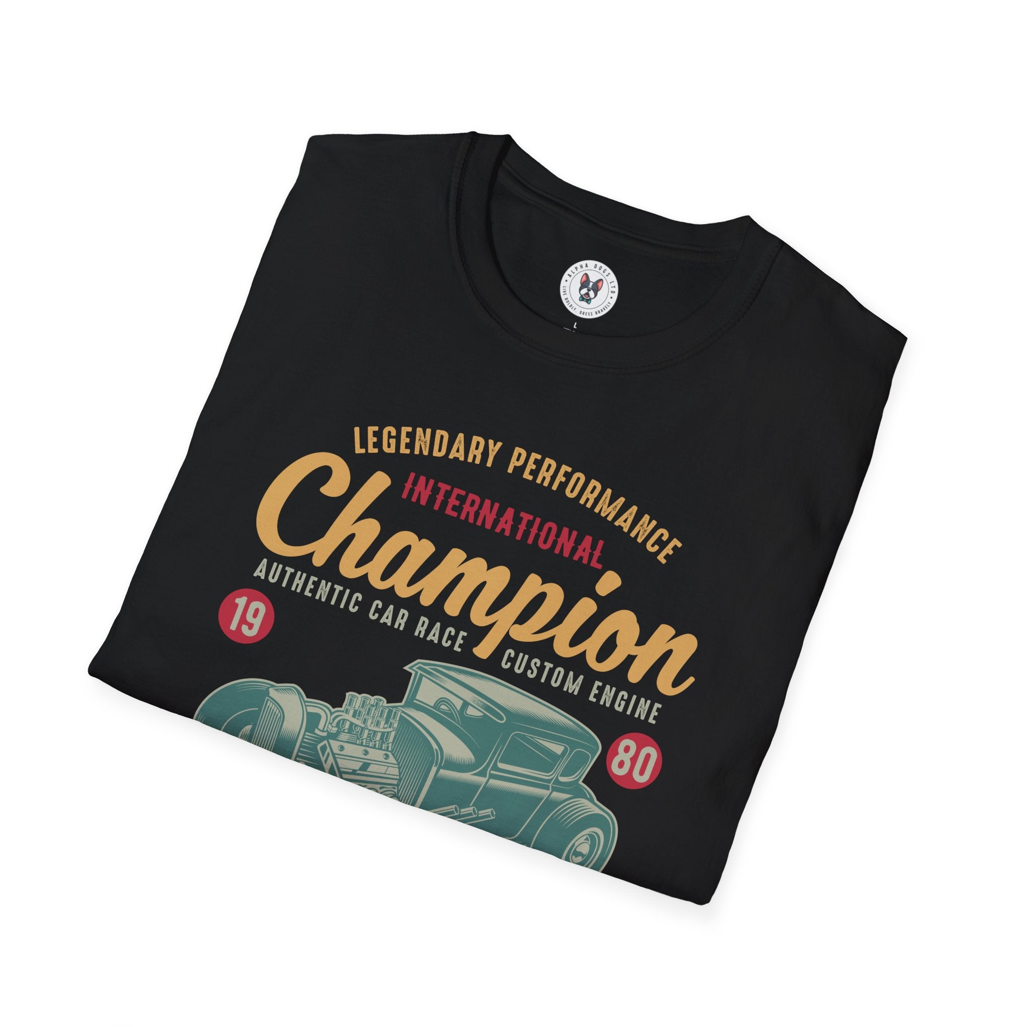 "CHAMPION VINTAGE RACING RETRO AUTOMATIVE BORN TO RACE" Unisex Soft style T-Shirt