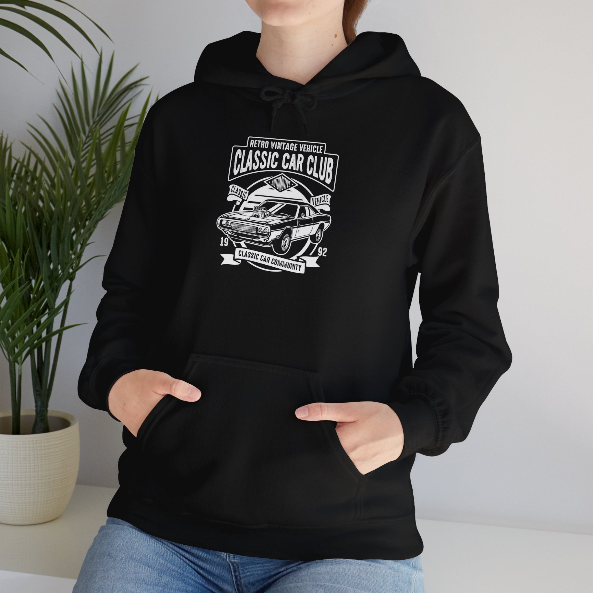 "RETRO VINTAGE VEHICLE CLASSIC CAR CLUB CLASSIC CAR COMMUNITY" Unisex Heavy Blend™ Hooded Sweatshirt