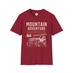 "MOUNTAIN ADVENTURE HARDWORKING 4X4" Unisex Soft style T-Shirt