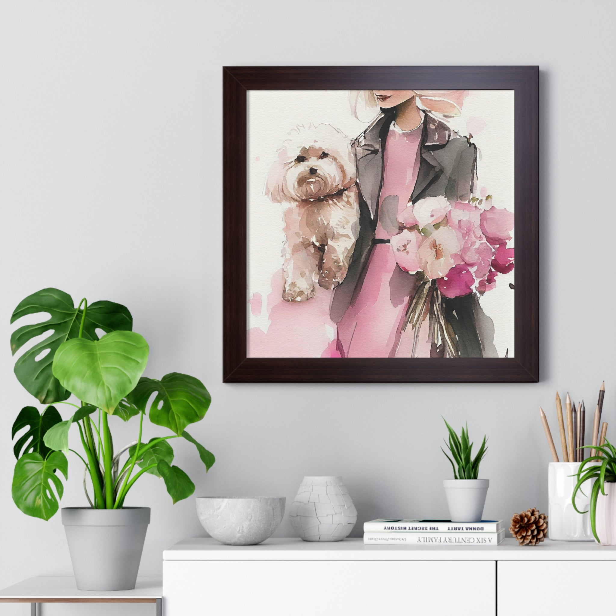 "BLONDE LADY MALTIPOO SUNGLASSES" Framed Vertical Poster