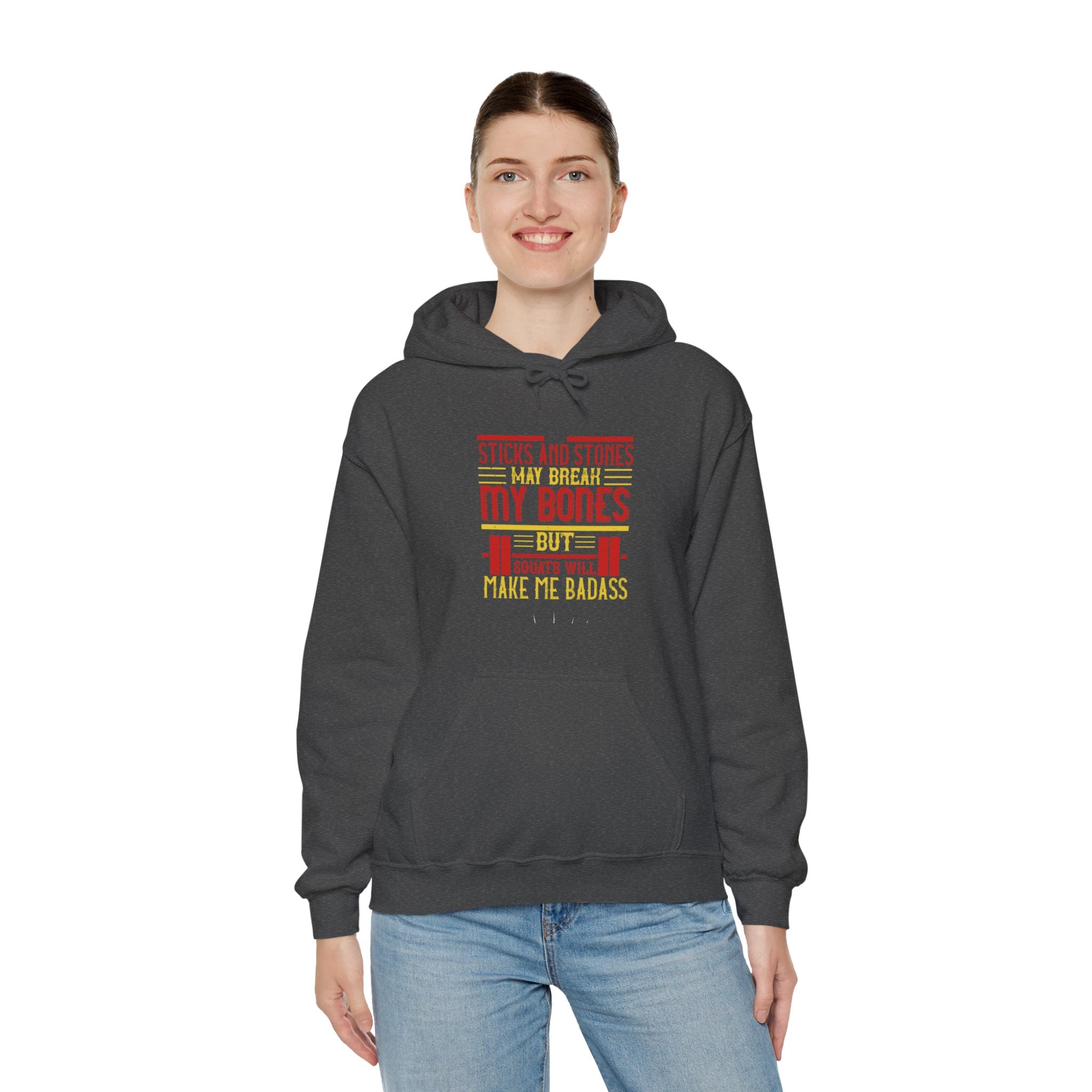 "Squats Will Make Me Badass"  Unisex Heavy Blend™ Hooded Sweatshirt