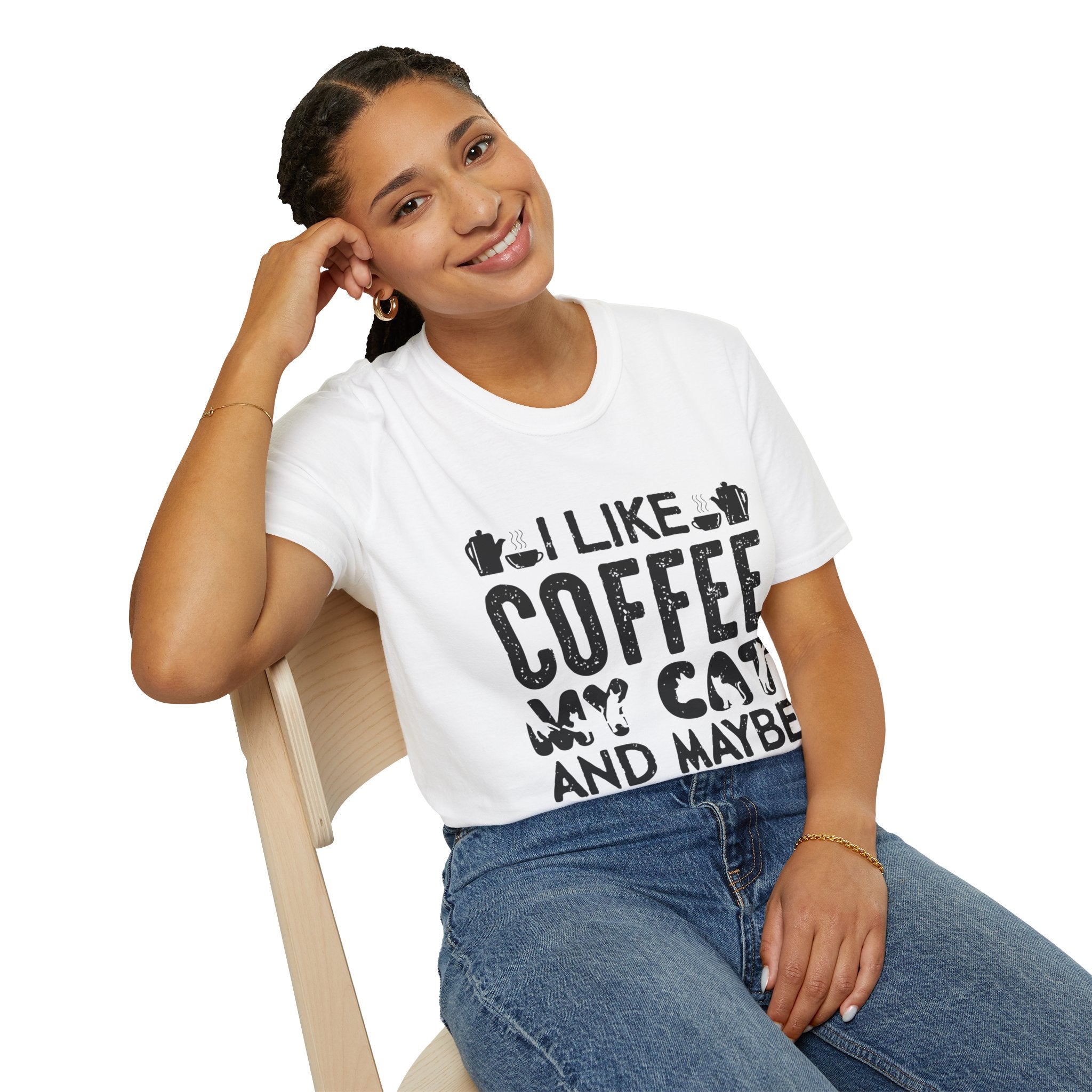 "I LIKE COFFEE MY CAT AND MAYBE 3 PEOPLE" Unisex Soft style T-Shirt