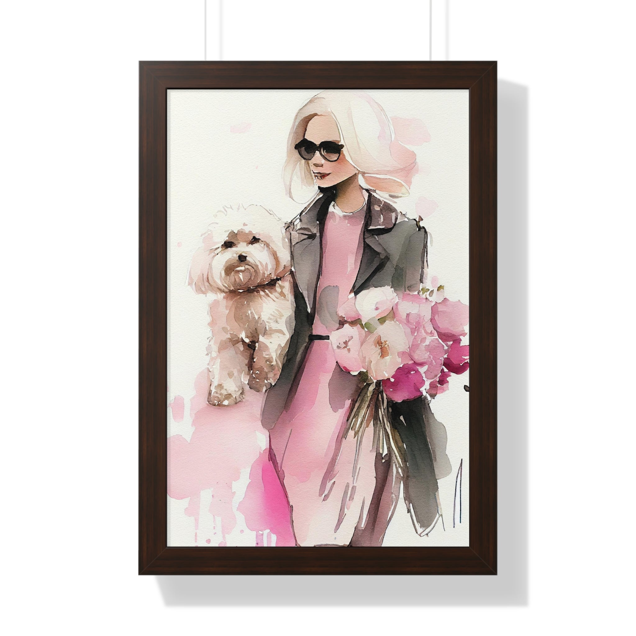 "BLONDE LADY MALTIPOO SUNGLASSES" Framed Vertical Poster