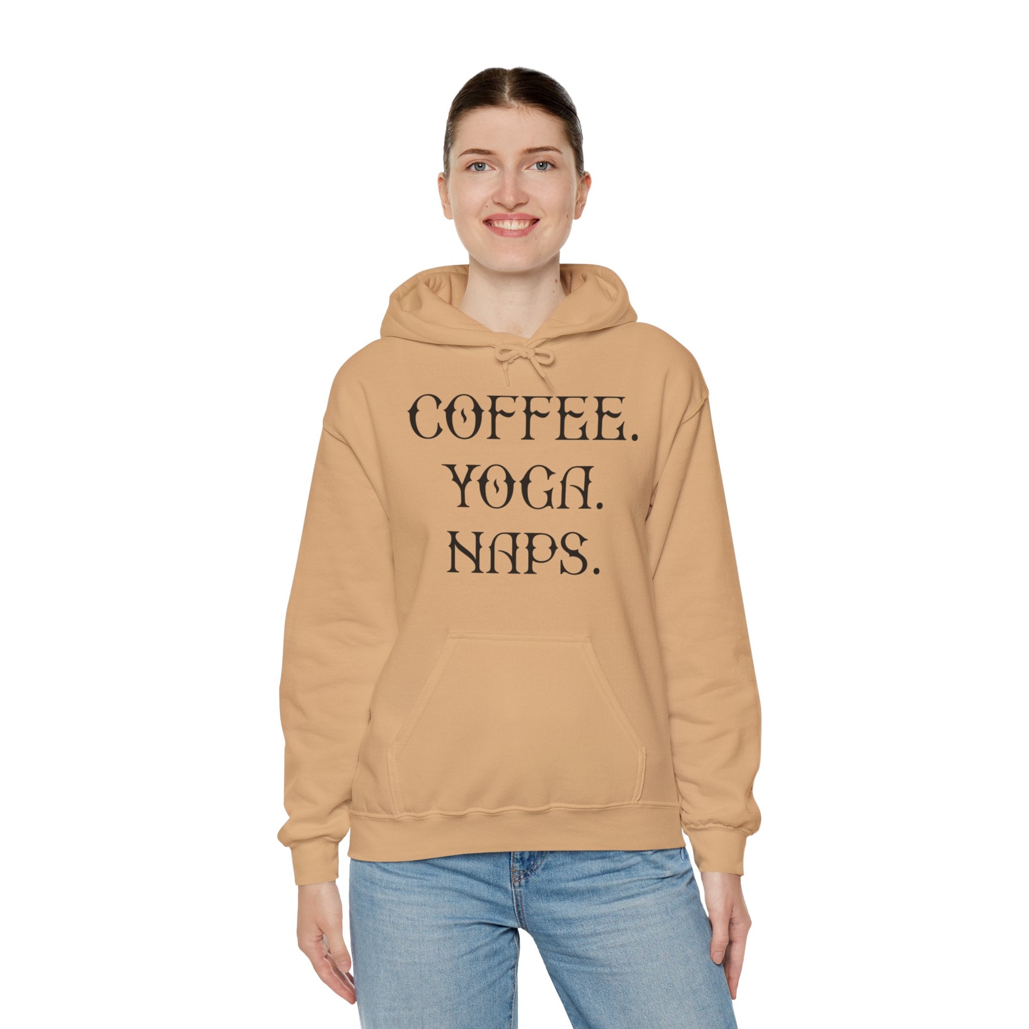 "COFFEE YOGA NAPS" Unisex Heavy Blend™ Hooded Sweatshirt