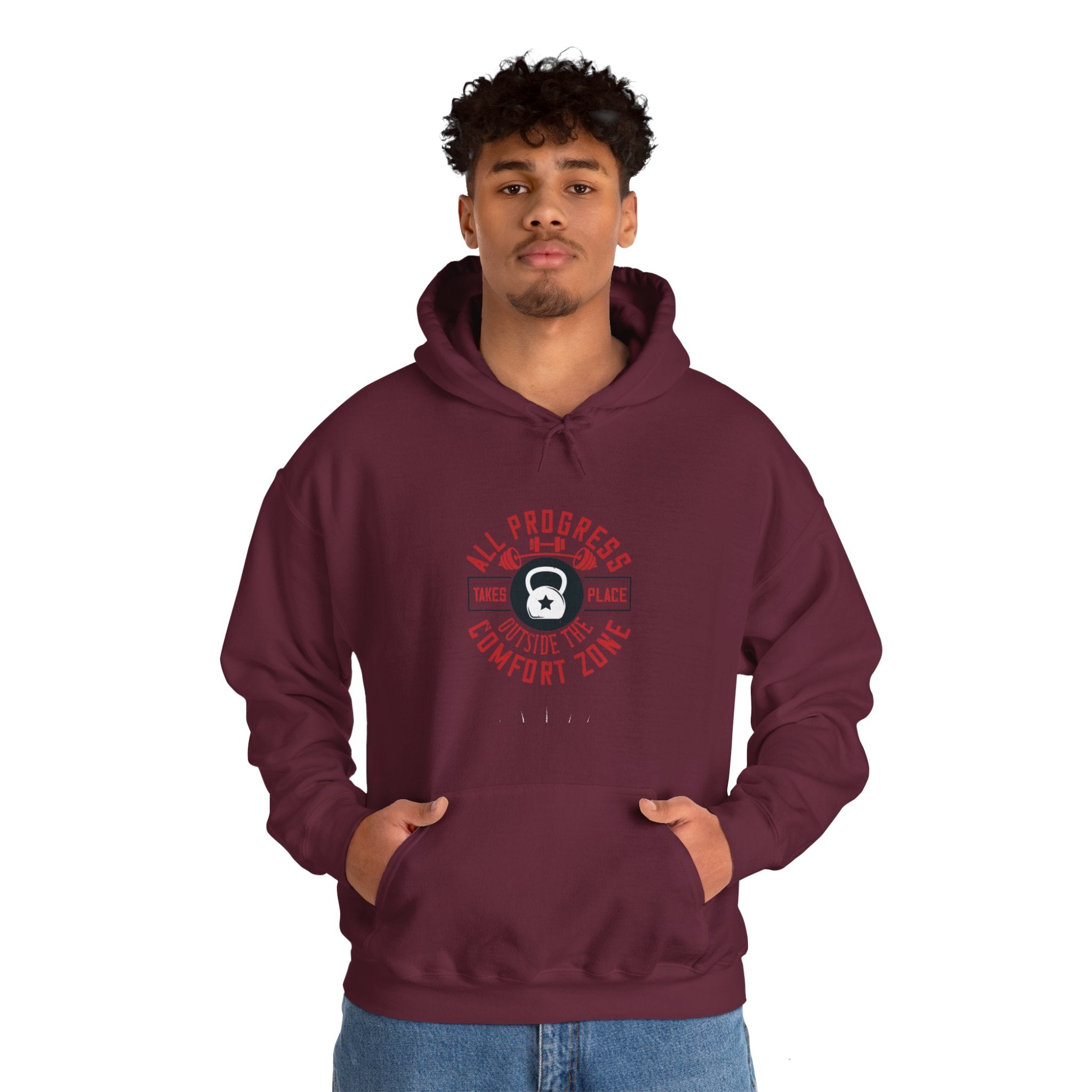 "All ProgressTakes Place Outside Of Comfort Zone" Unisex Heavy Blend™ Hooded Sweatshirt