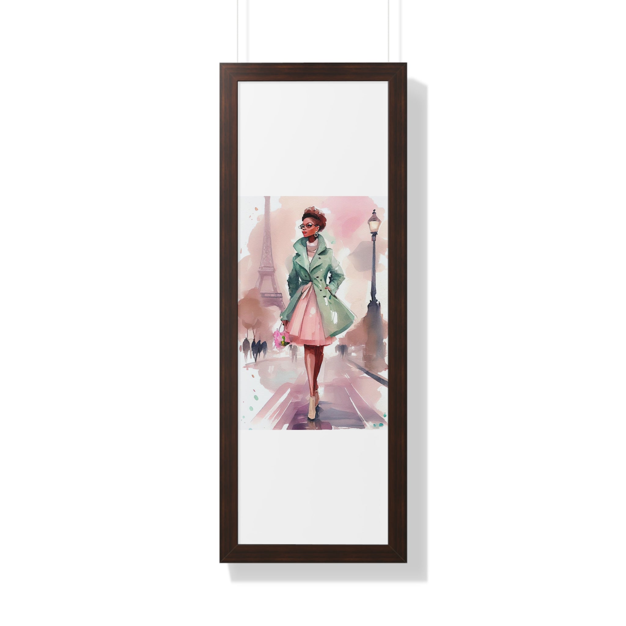 "BLACK WOMAN PARIS GLASSES" Framed Vertical Poster