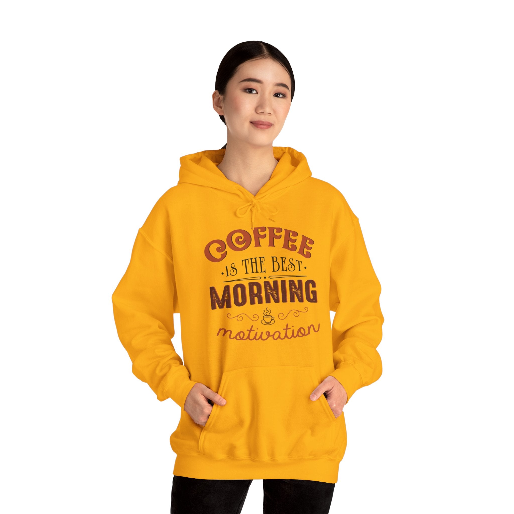 "COFFEE IS THE BEST MORNING MOTIVATION" Unisex Heavy Blend™ Hooded Sweatshirt