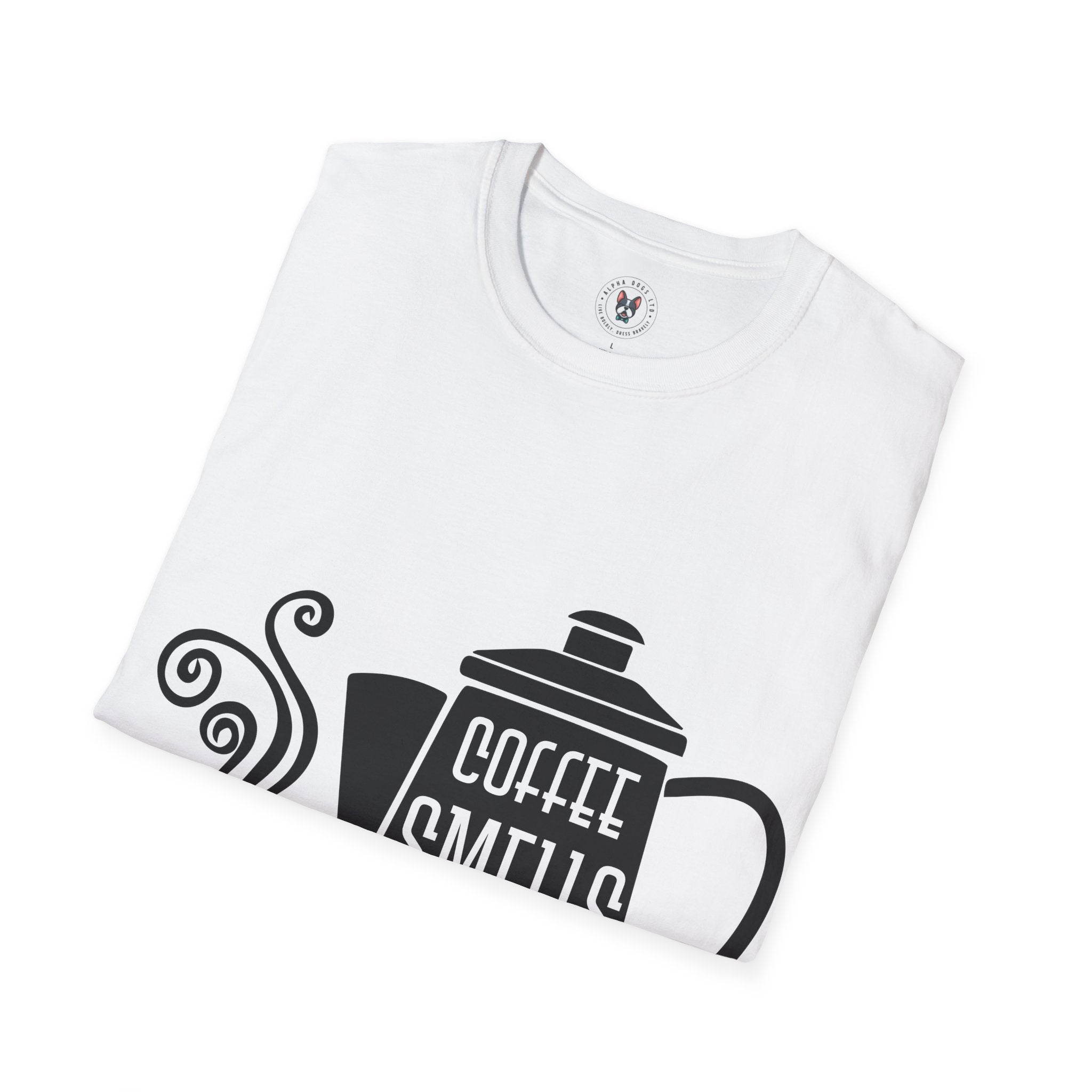 "COFFEE SMELLS BETTER OUTDOORS" Unisex Soft style T-Shirt