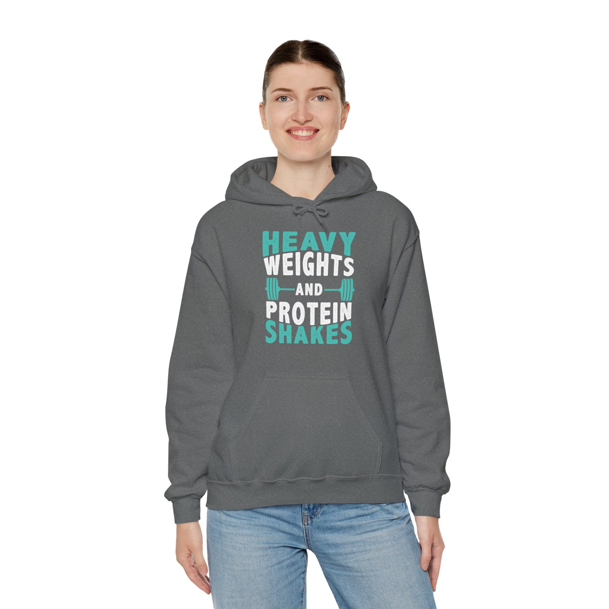 "Heavy Weights And Proteins Shakes" Unisex Heavy Blend™ Hooded Sweatshirt