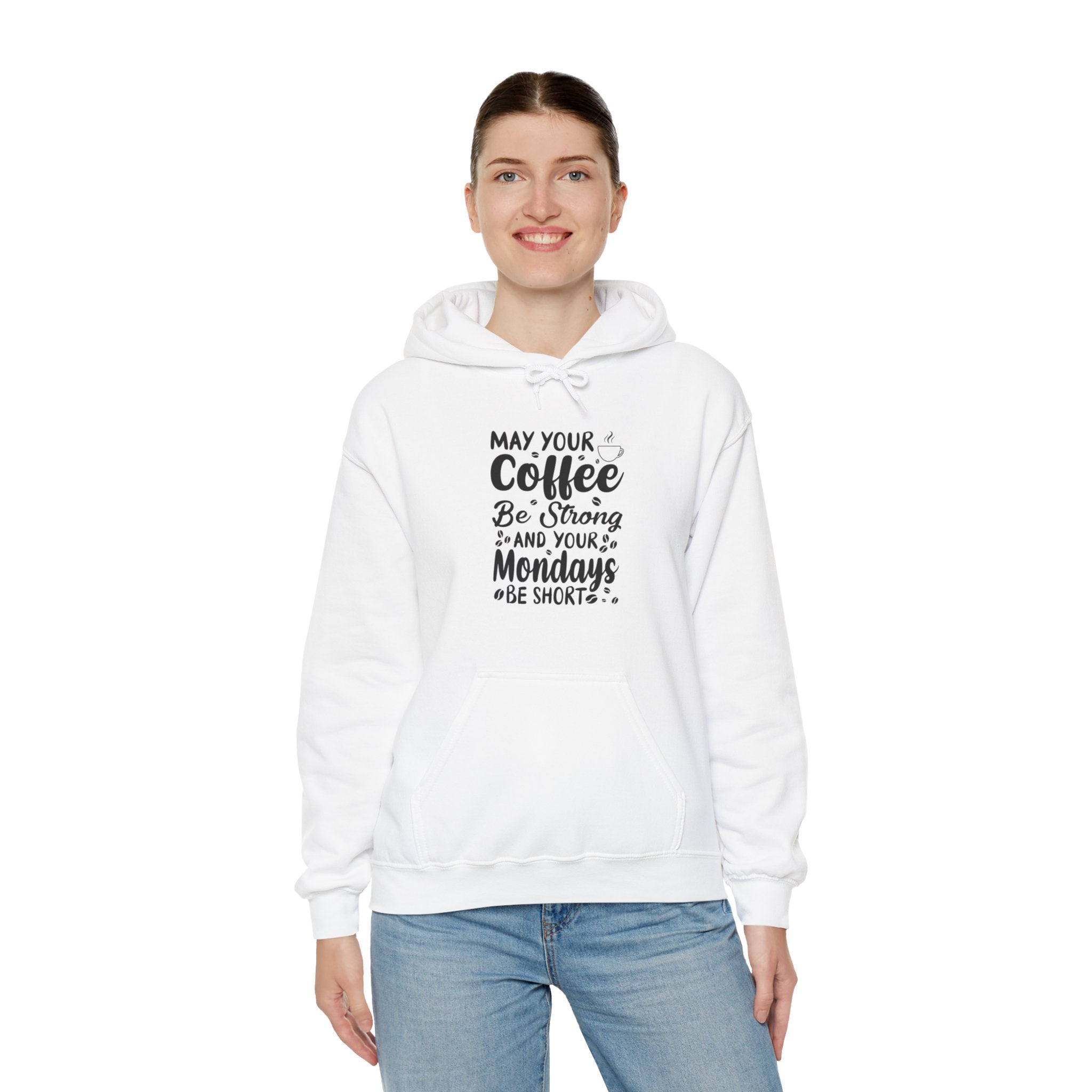 "MAY YOUR COFFEE BE STRONG AND YOUR MONDAYS BE SHORT" Unisex Heavy Blend™ Hooded Sweatshirt