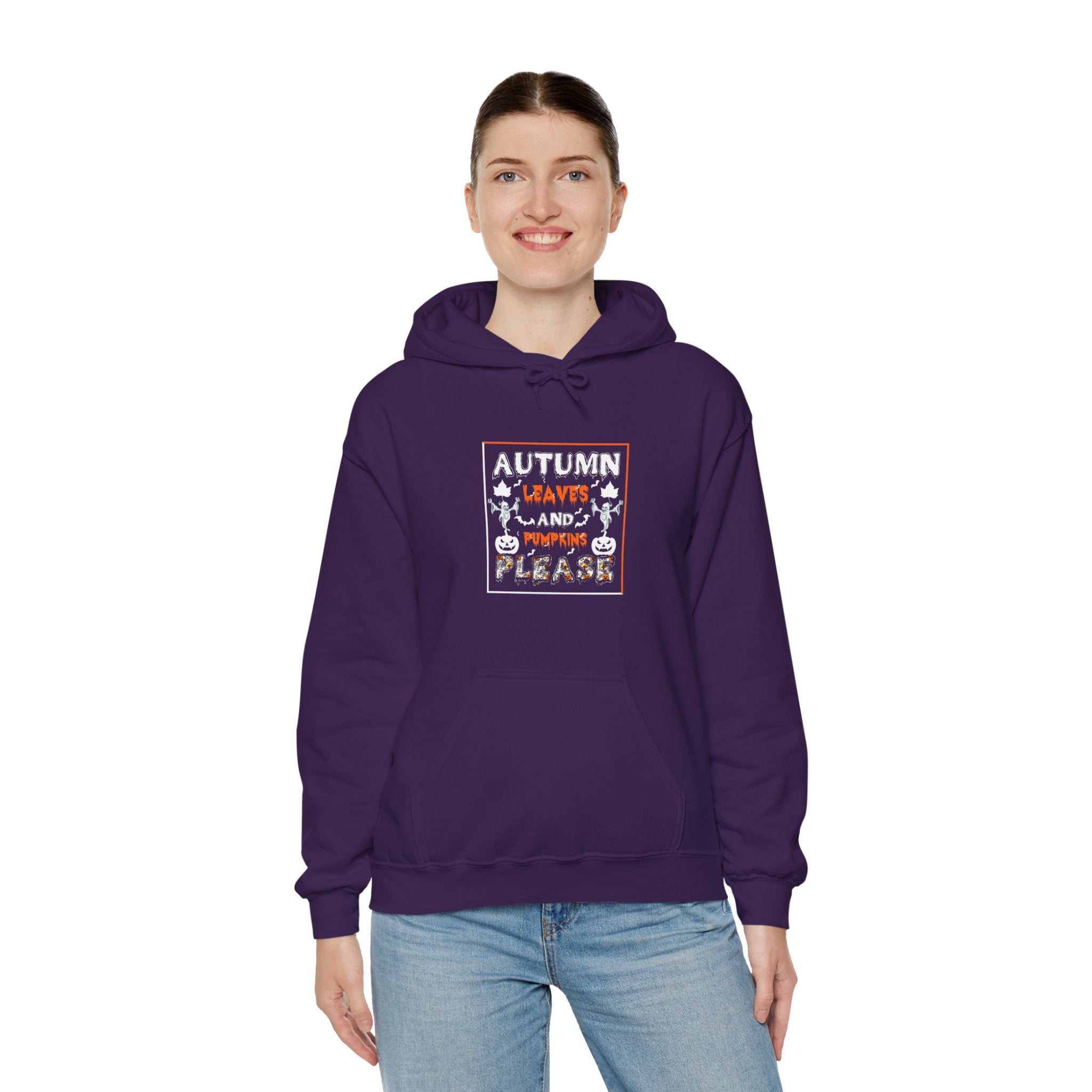 "AUTUMN LEAVES AND PUMPKINS PLEASE" Unisex Heavy Blend™ Hooded Sweatshirt